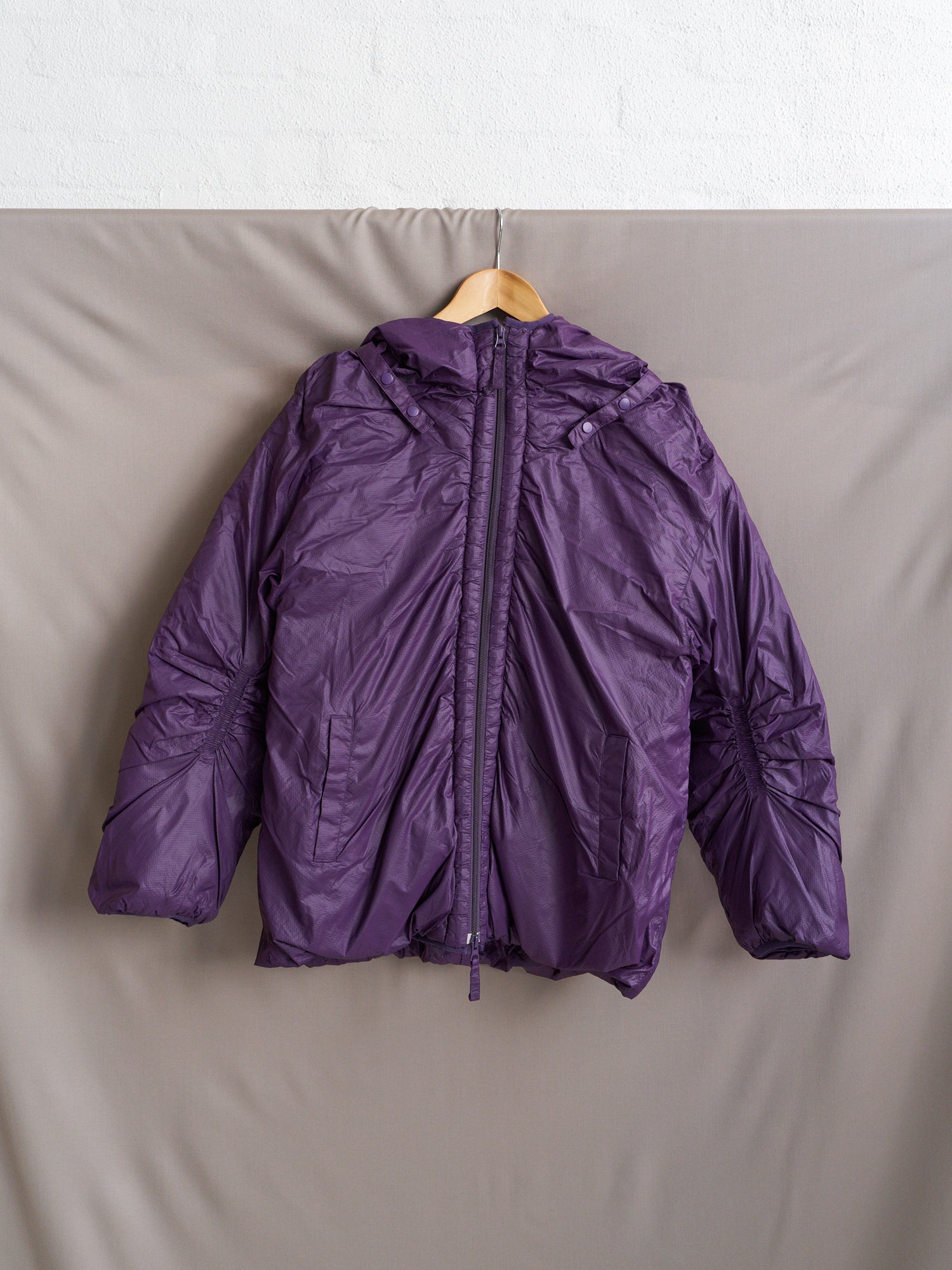 Final Home 1990s purple ripstop nylon hooded down jacket - mens S