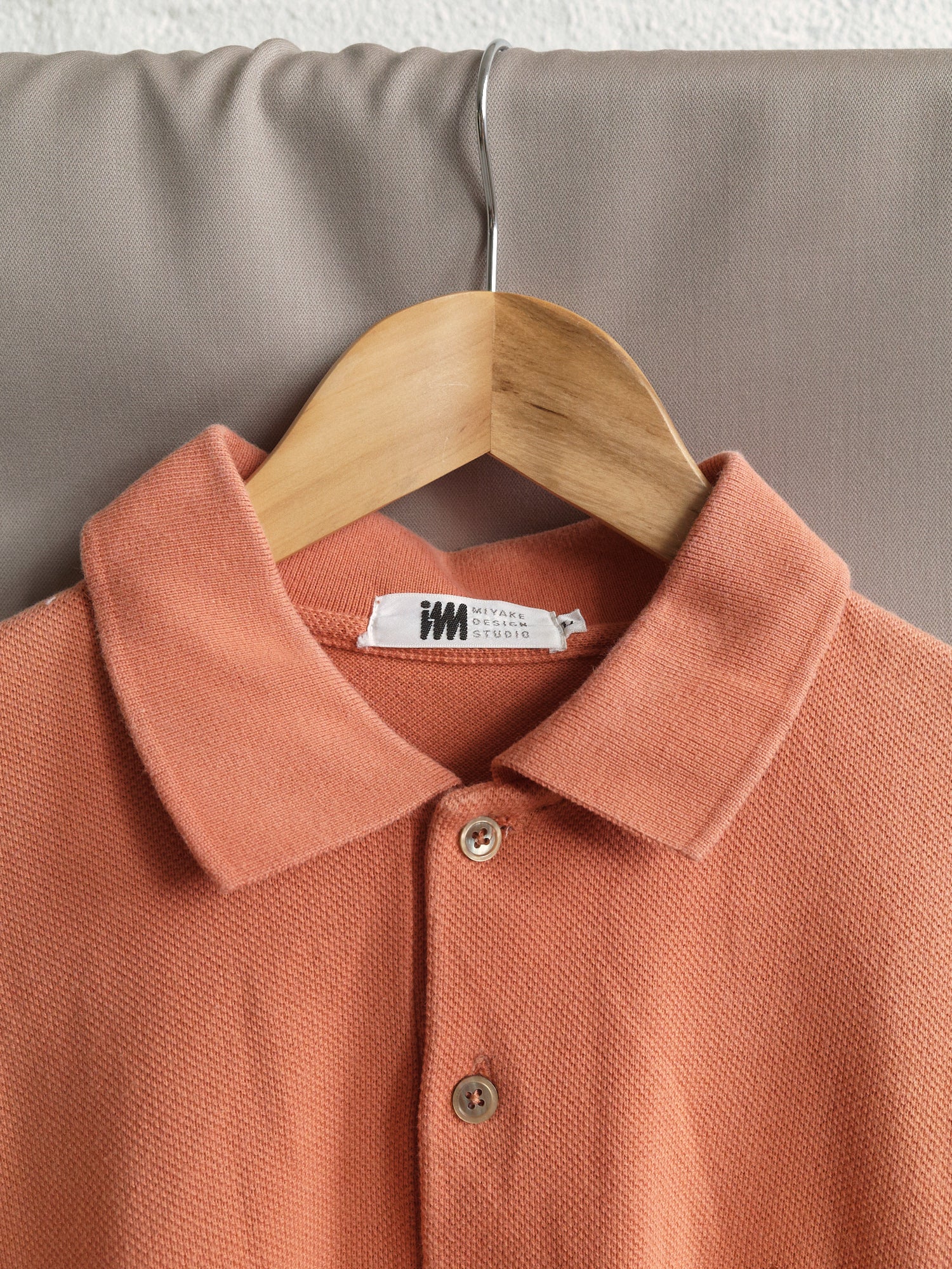 Miyake design studio 1990s apricot cotton pique polo shirt