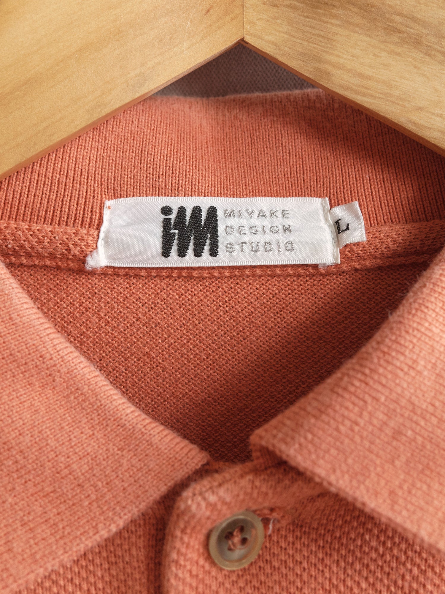 Issey Miyake Design Studio 1990s apricot cotton pique polo shirt - mens L