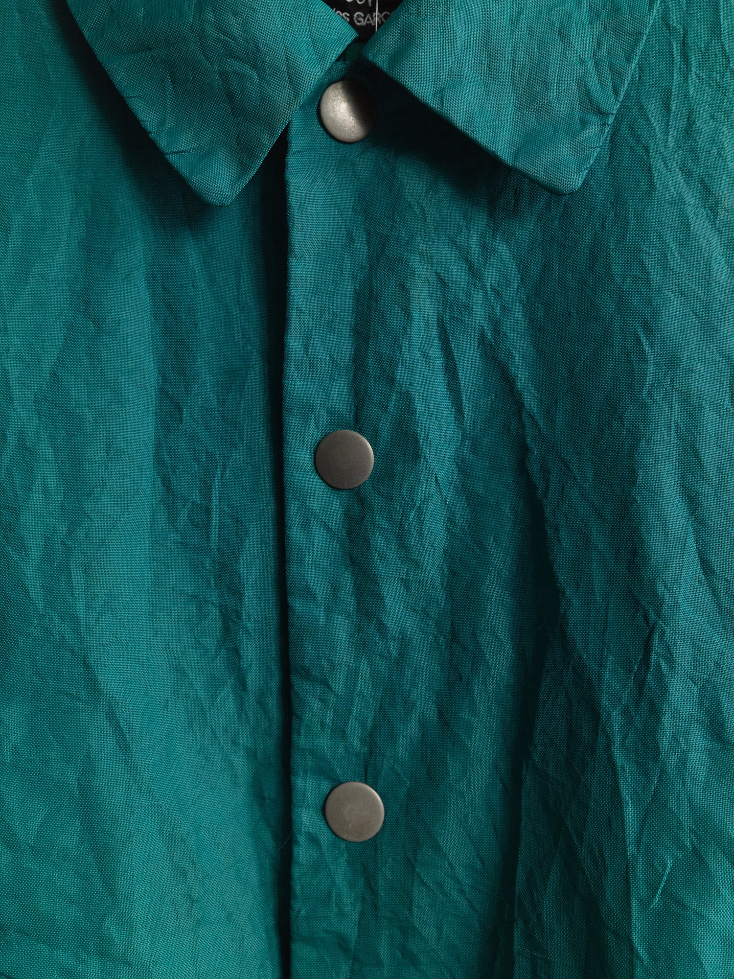 Tricot Comme des Garcons 1995 teal creased nylon snap button jacket - womens M S