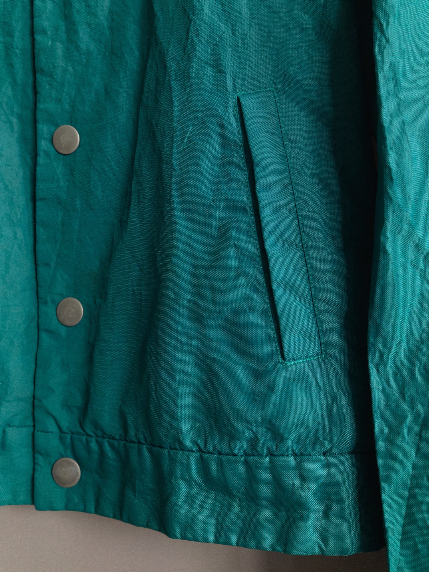 Tricot Comme des Garcons 1995 teal creased nylon snap button jacket - womens M S