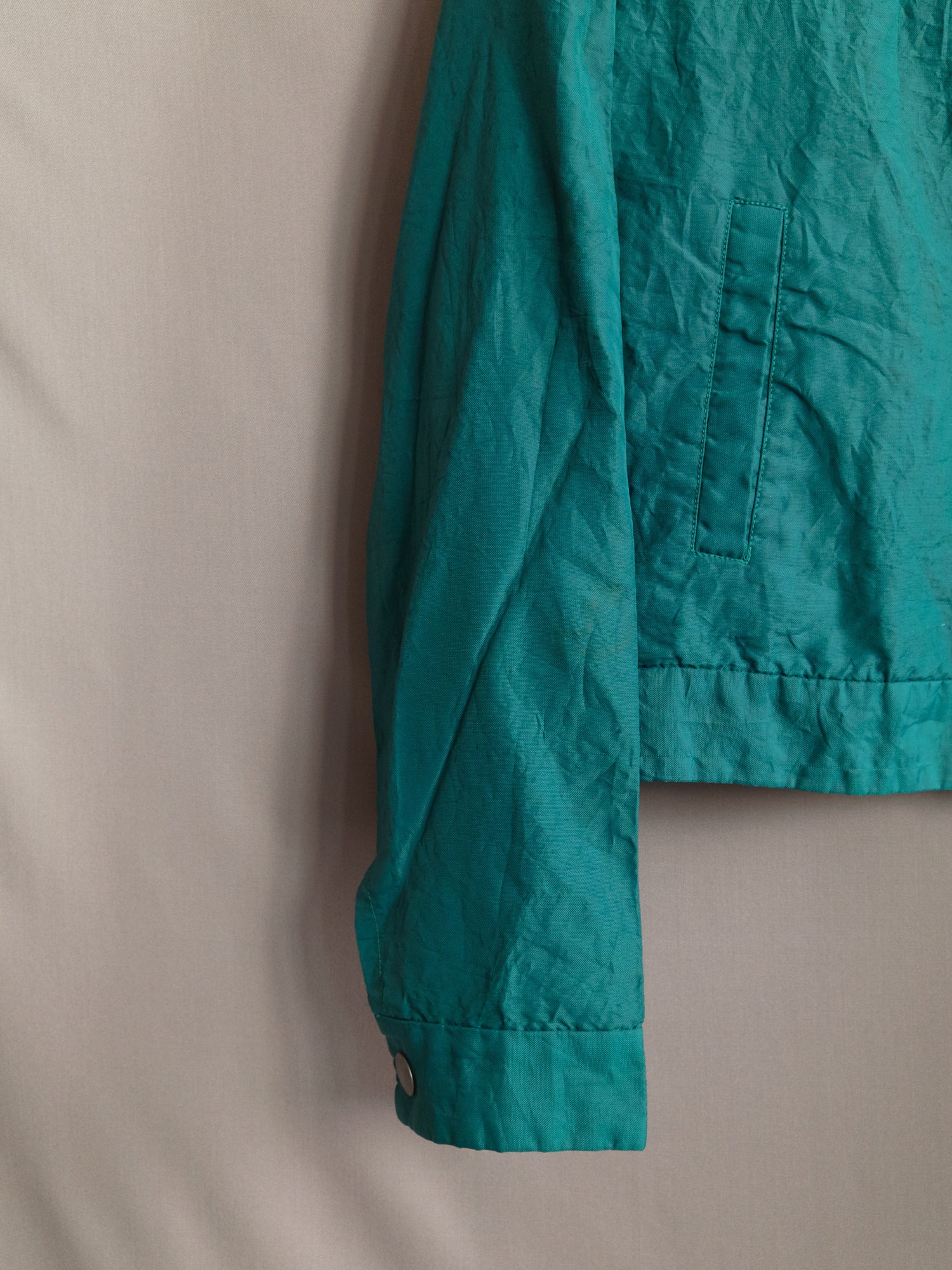 Tricot Comme des Garcons 1995 teal creased nylon snap button jacket - womens M S