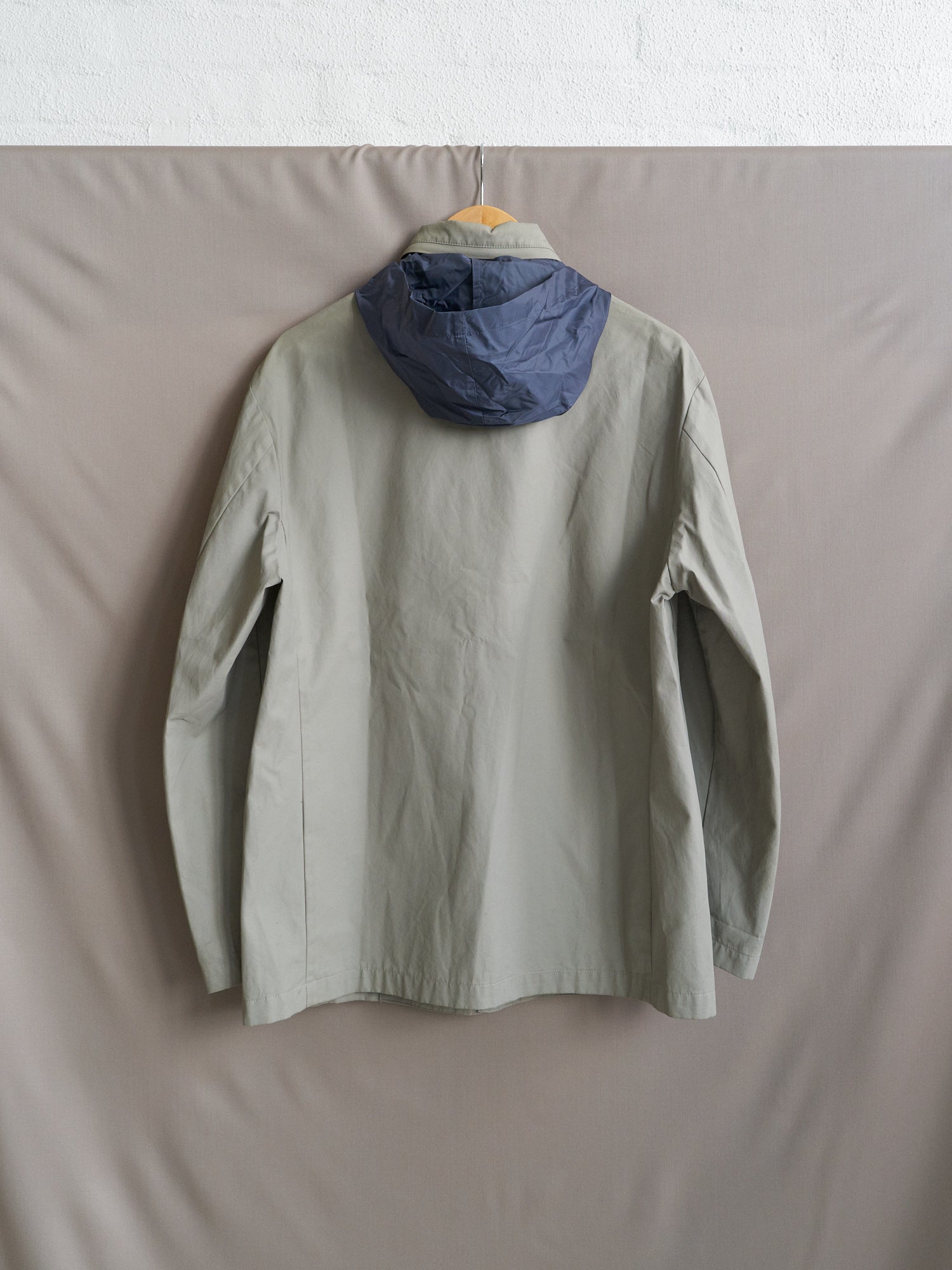 Ma-ji Masatomo 1980s coated canvas covered placket collar hood jacket