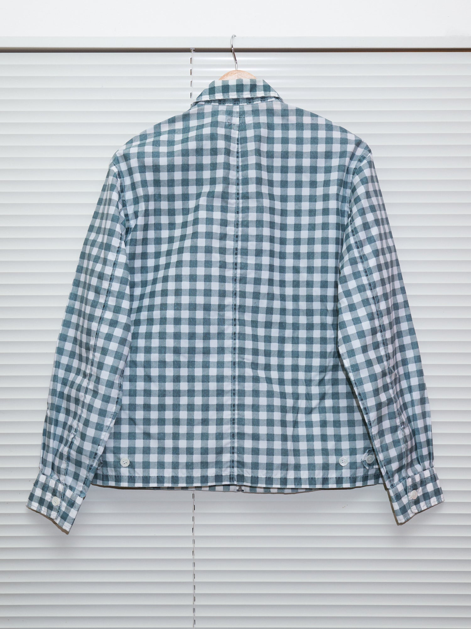 Comme des Garcons Homme 2000 teal green nylon gingham zip jacket 