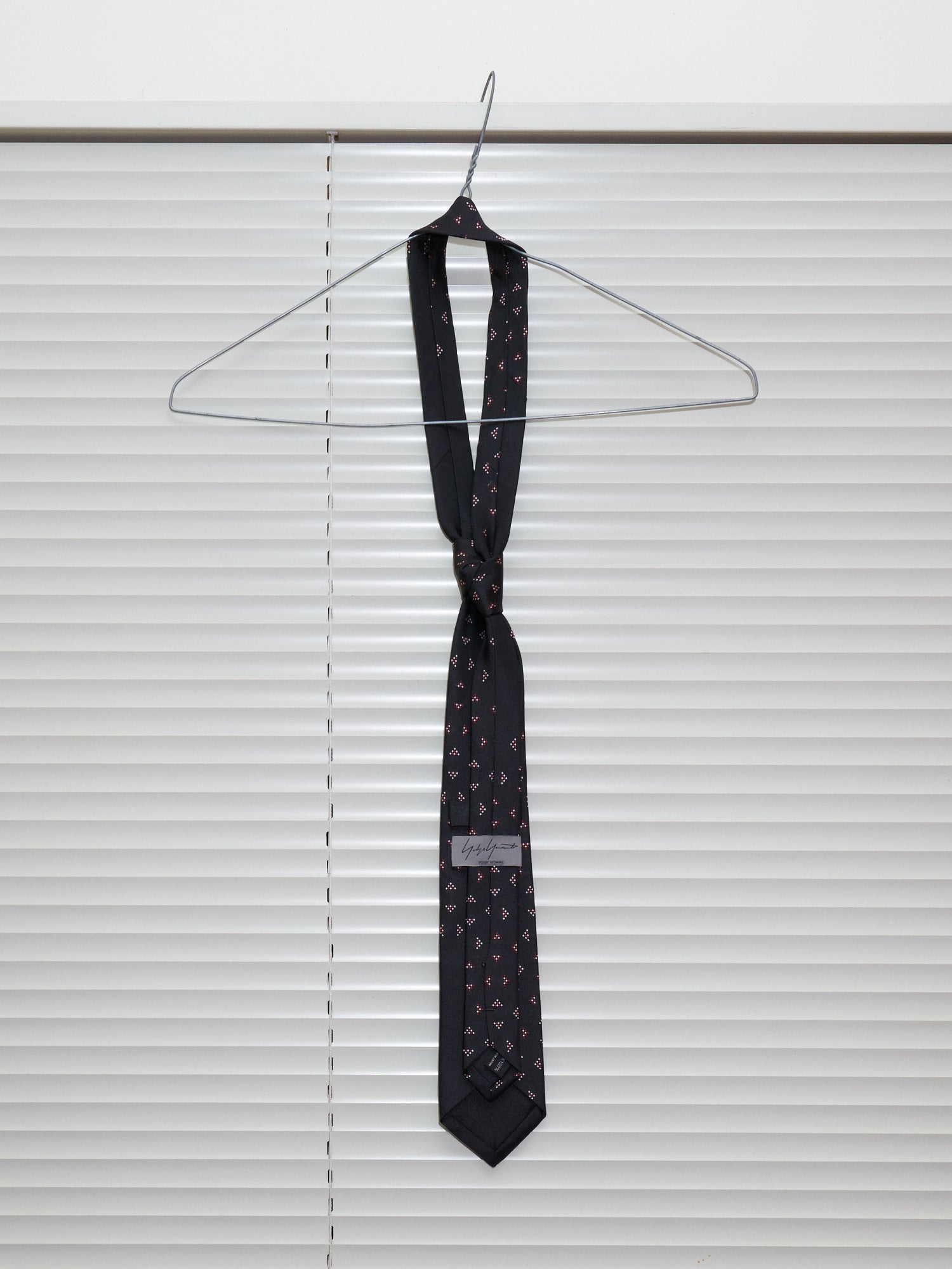 Yohji Yamamoto Pour Homme black silk triangle patterned neck tie
