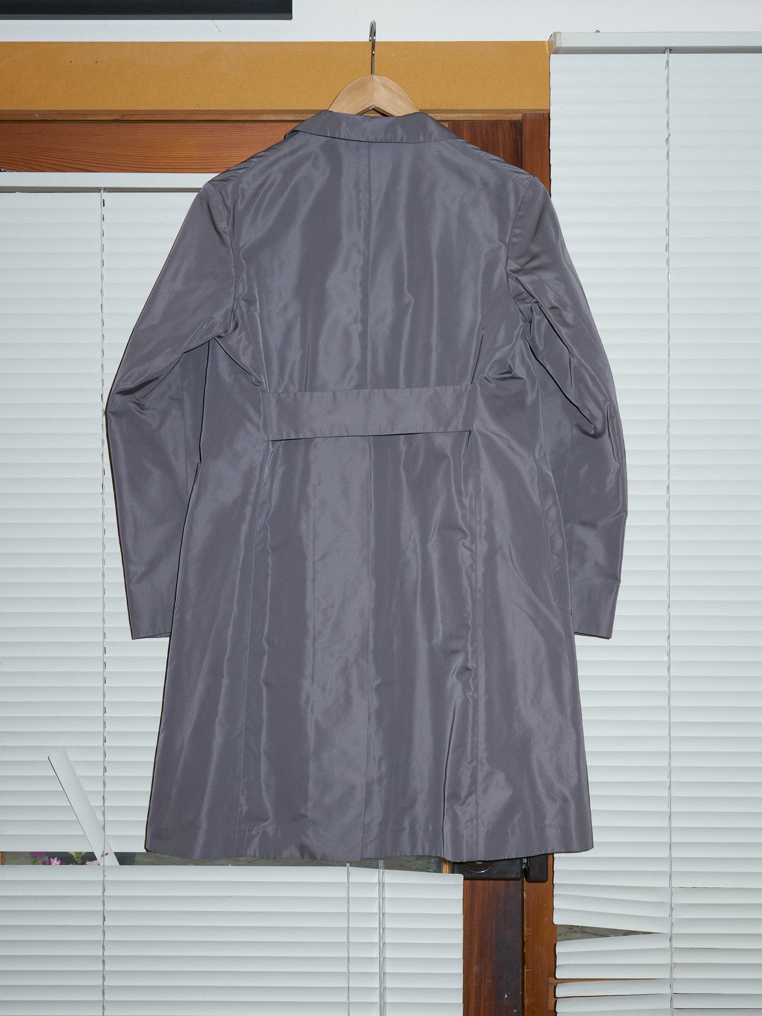 Jil Sander silver gray poly silk 4 button coat - womens 34 36 / mens XXS XS