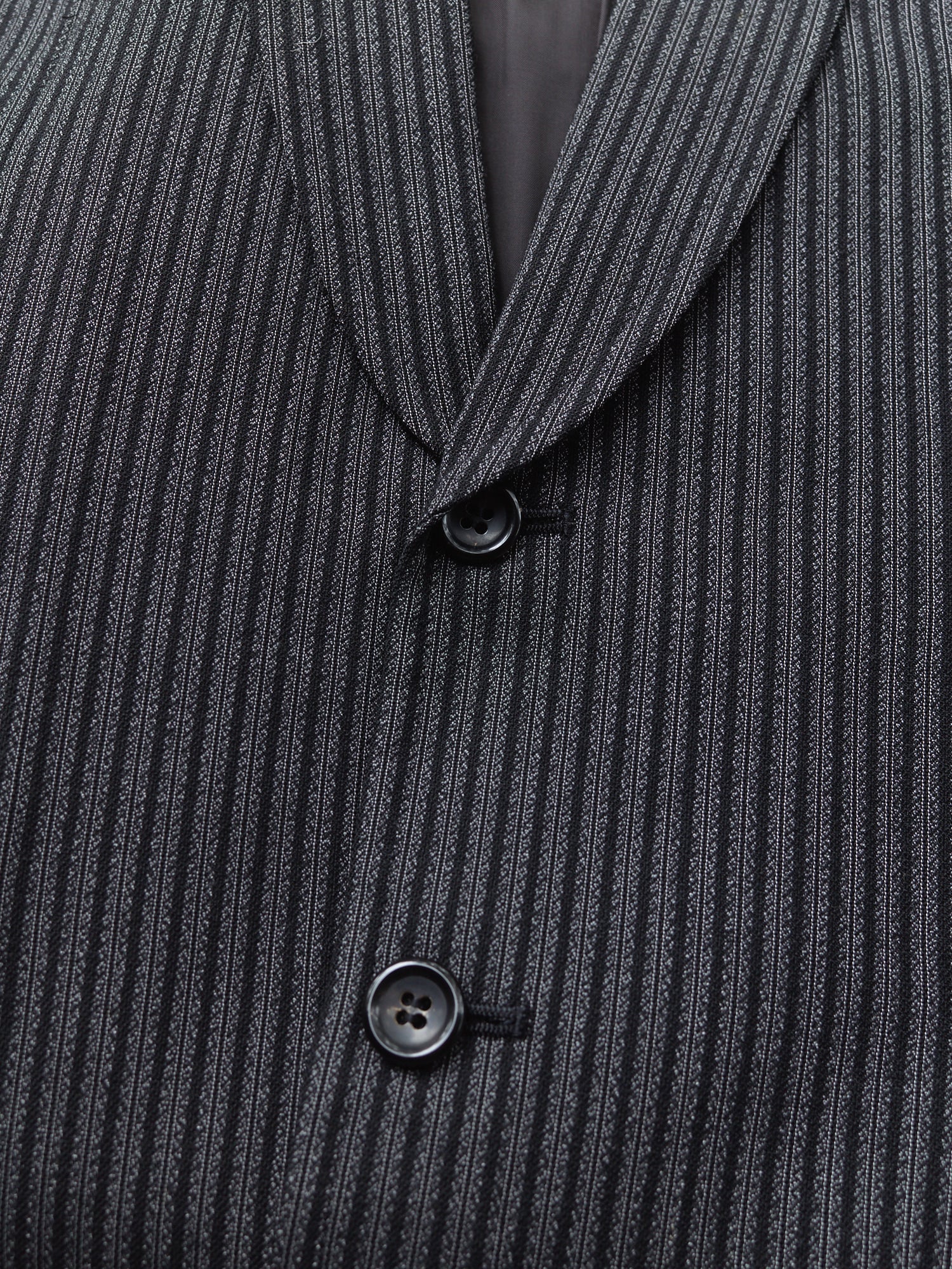 Comme des Garcons 80s grey wool stripe shawl collar coat trouser 