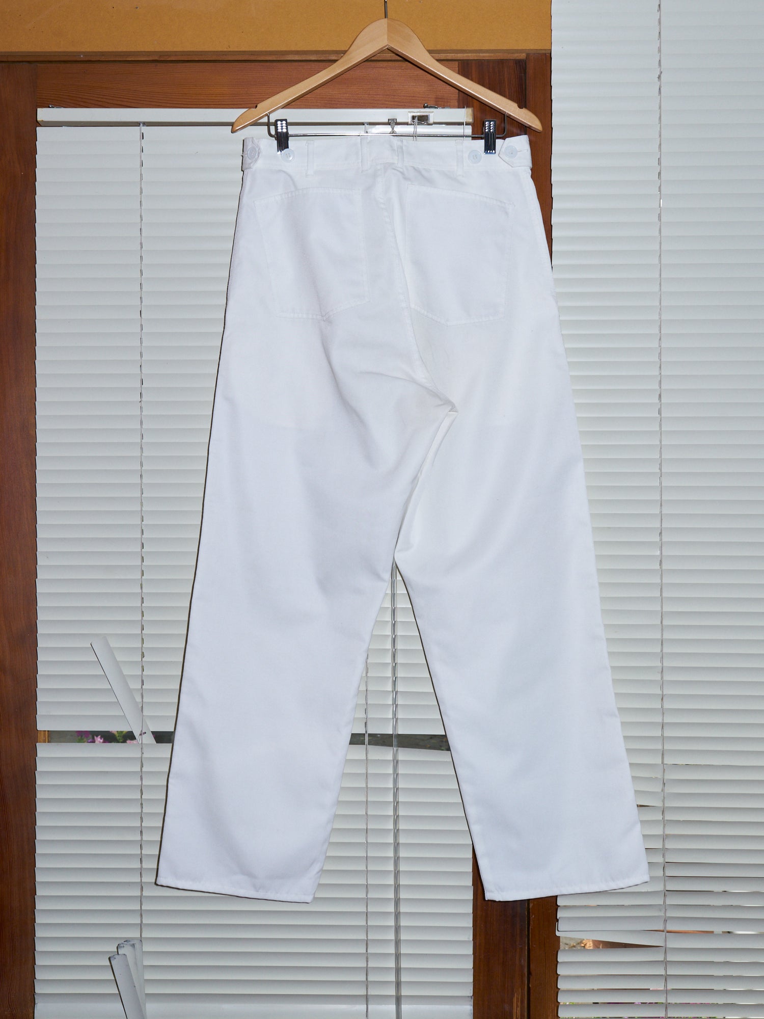 Comme des Garcons Homme Plus 1996 white polyester slash pocket trousers mens S