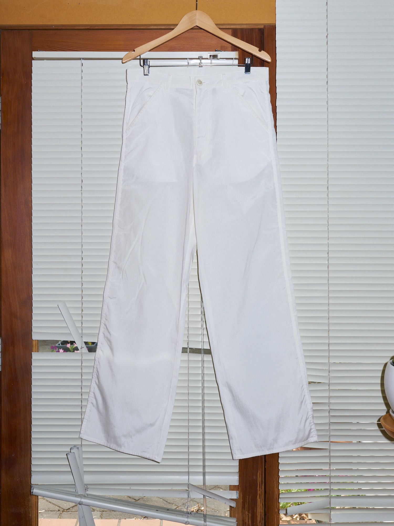 Comme des Garcons Homme Plus 1997 white poly cotton straight leg pants - mens L