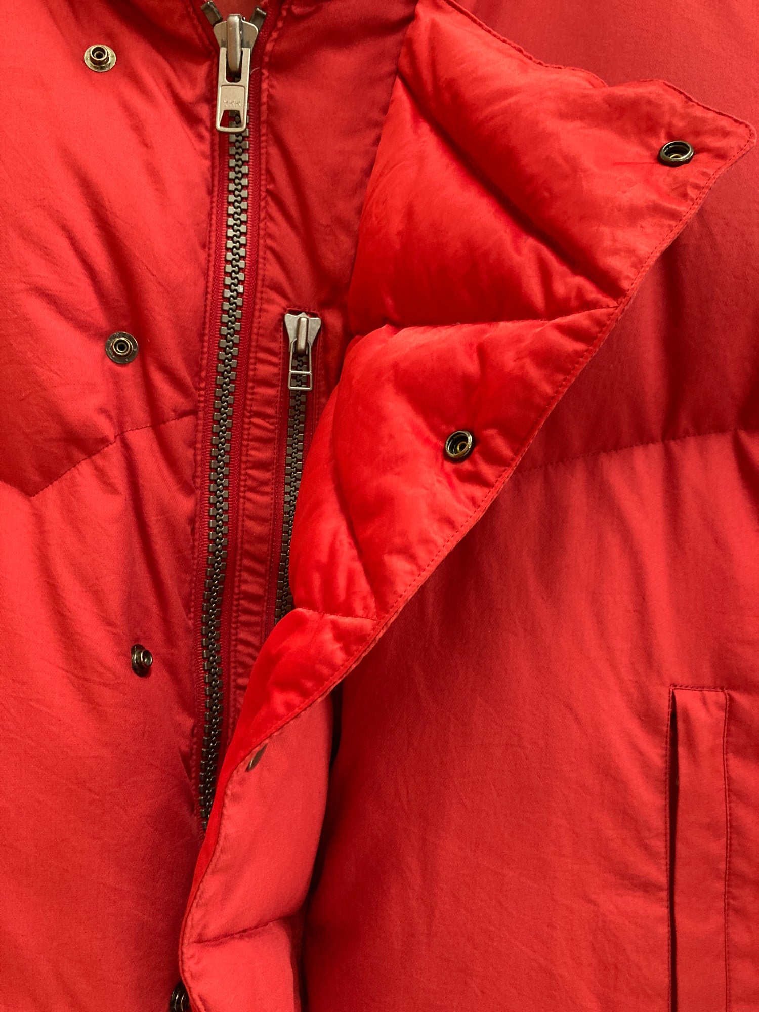 Issey Miyake 1990s red polyester collar hood multi pocket down 
