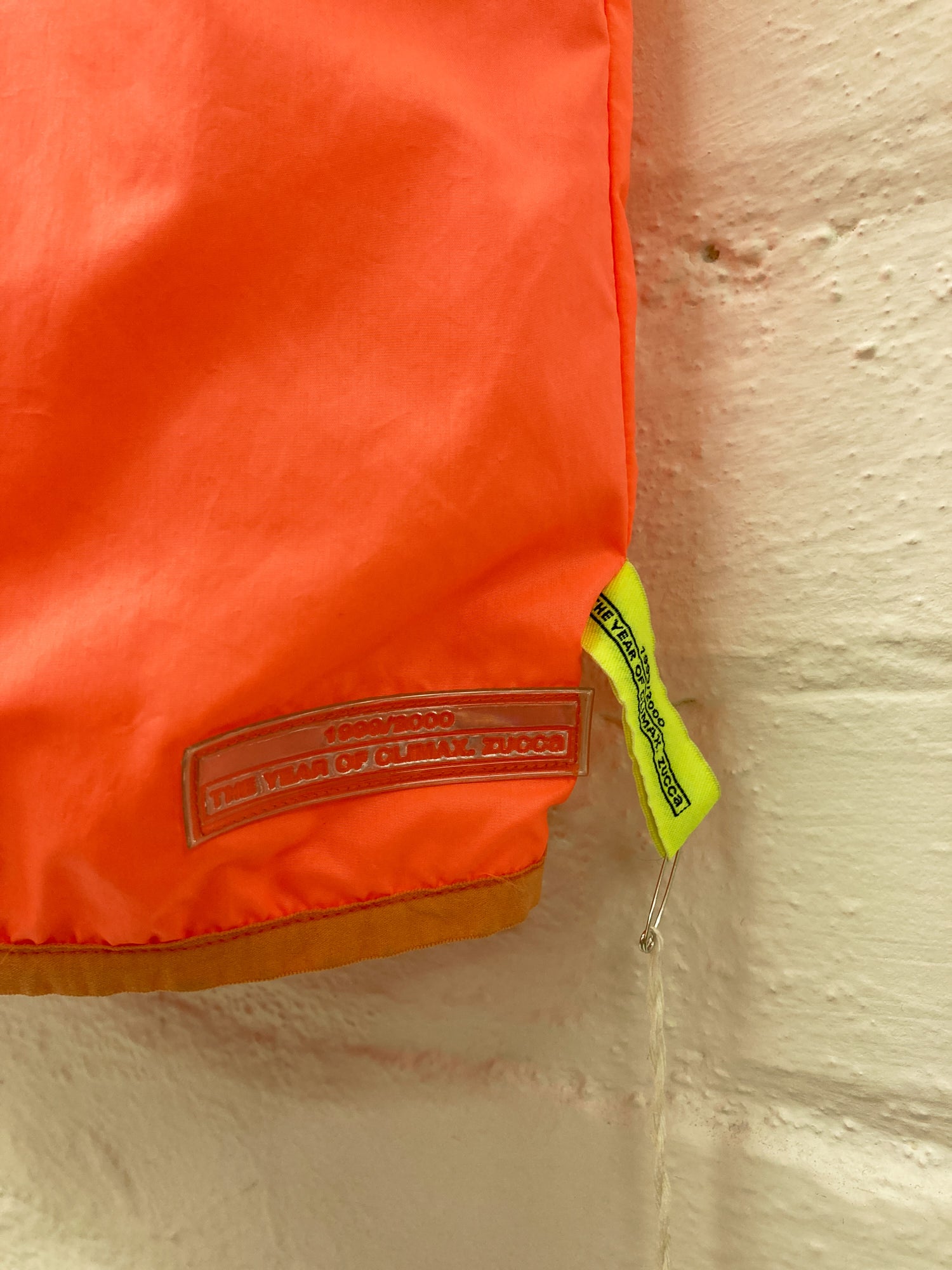 Zucca AW1999-2000 'the year of climax' fluorescent orange zip coat - size M S