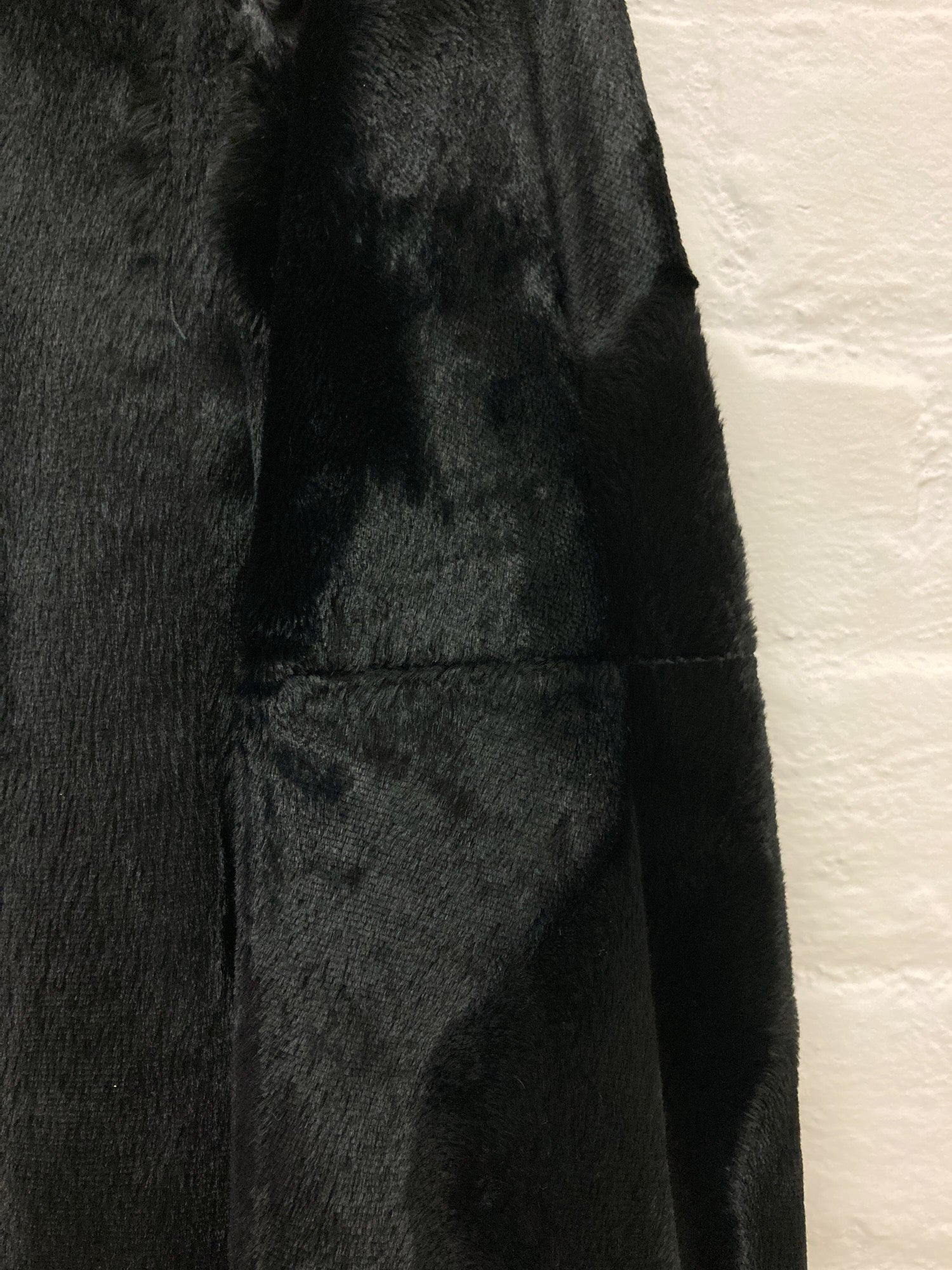 Martine Sitbon 1990s black faux fur high neck stand collar coat - womens 38