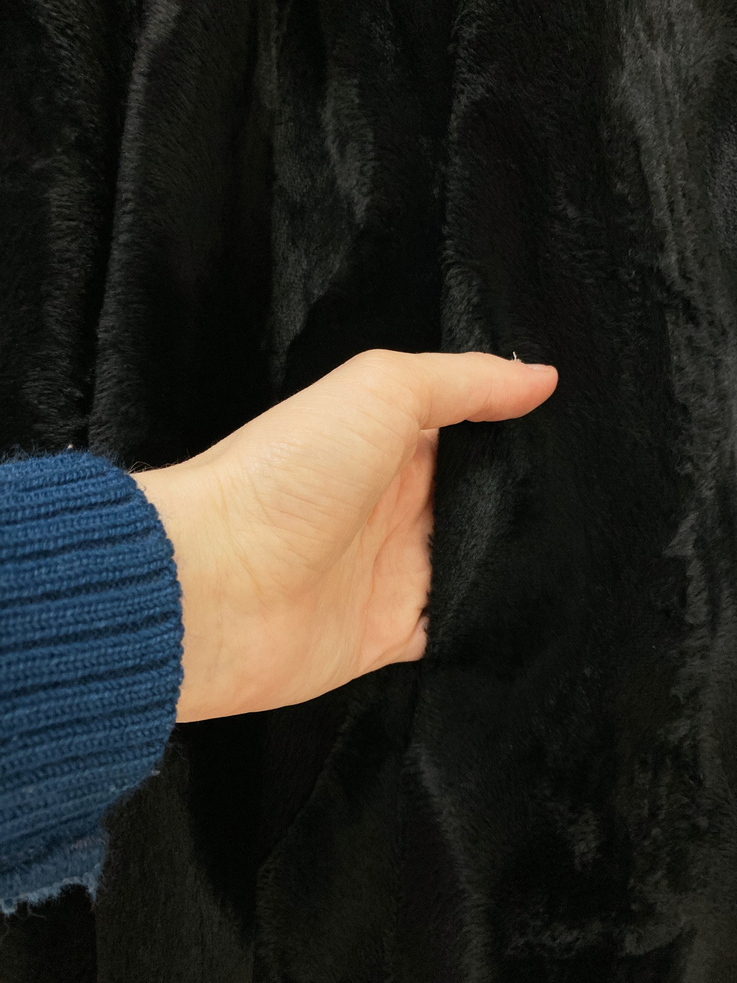Martine Sitbon 1990s black faux fur high neck stand collar coat - womens 38