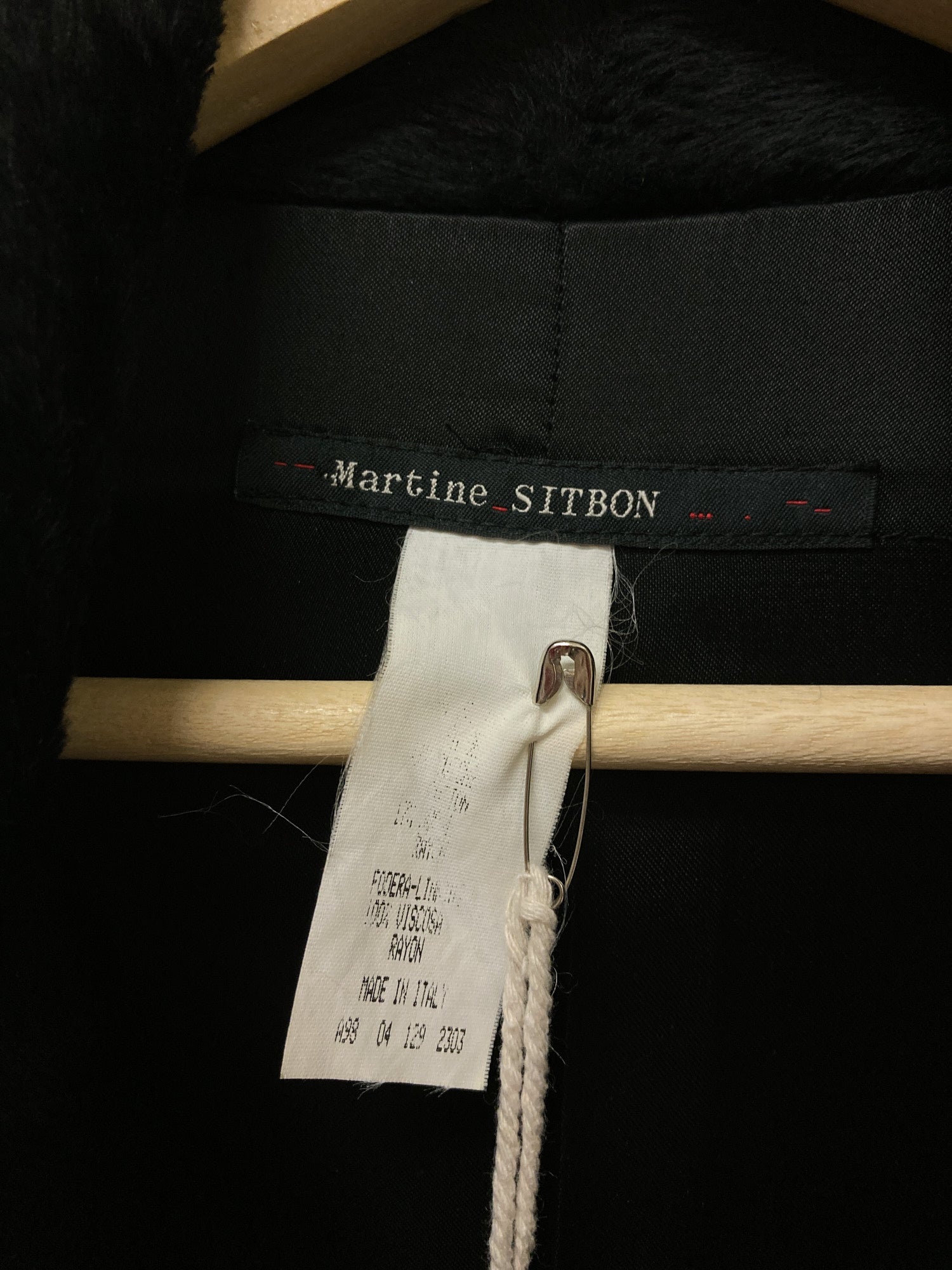 Martine Sitbon 1990s black faux fur high neck stand collar coat