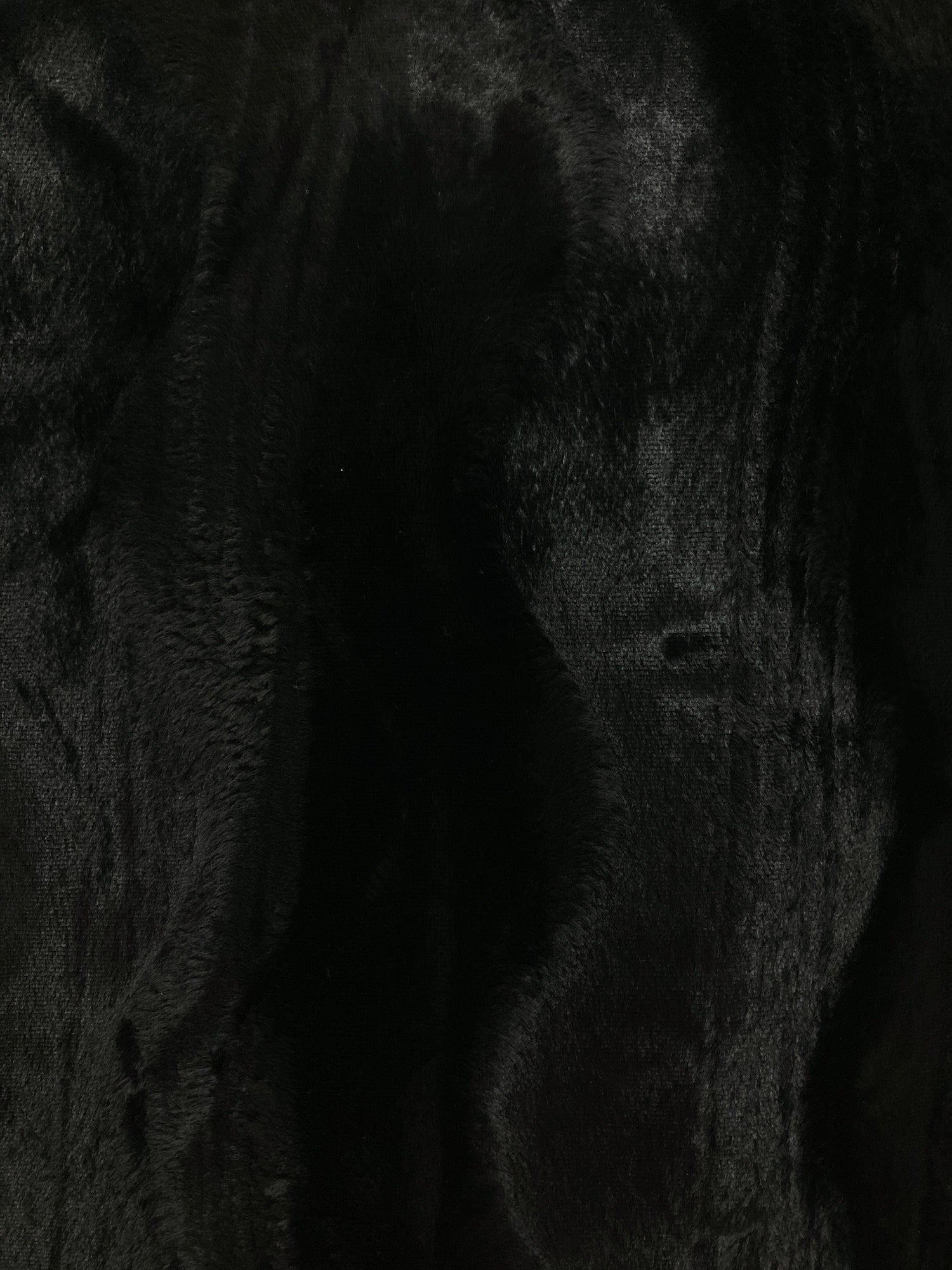 Martine Sitbon 1990s black faux fur high neck stand collar coat