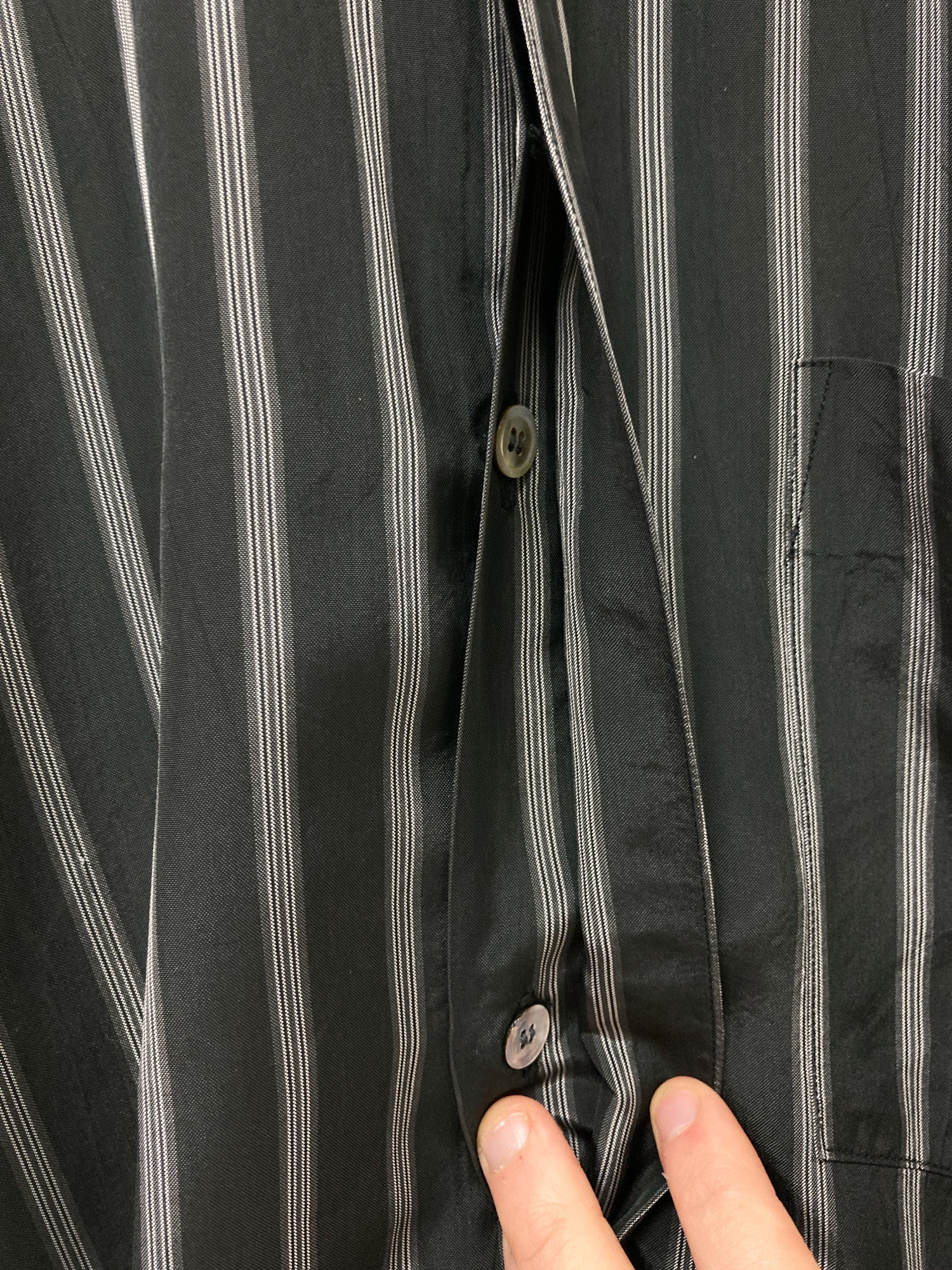 Comme des Garcons Homme 1980s black rayon striped longsleeve shirt