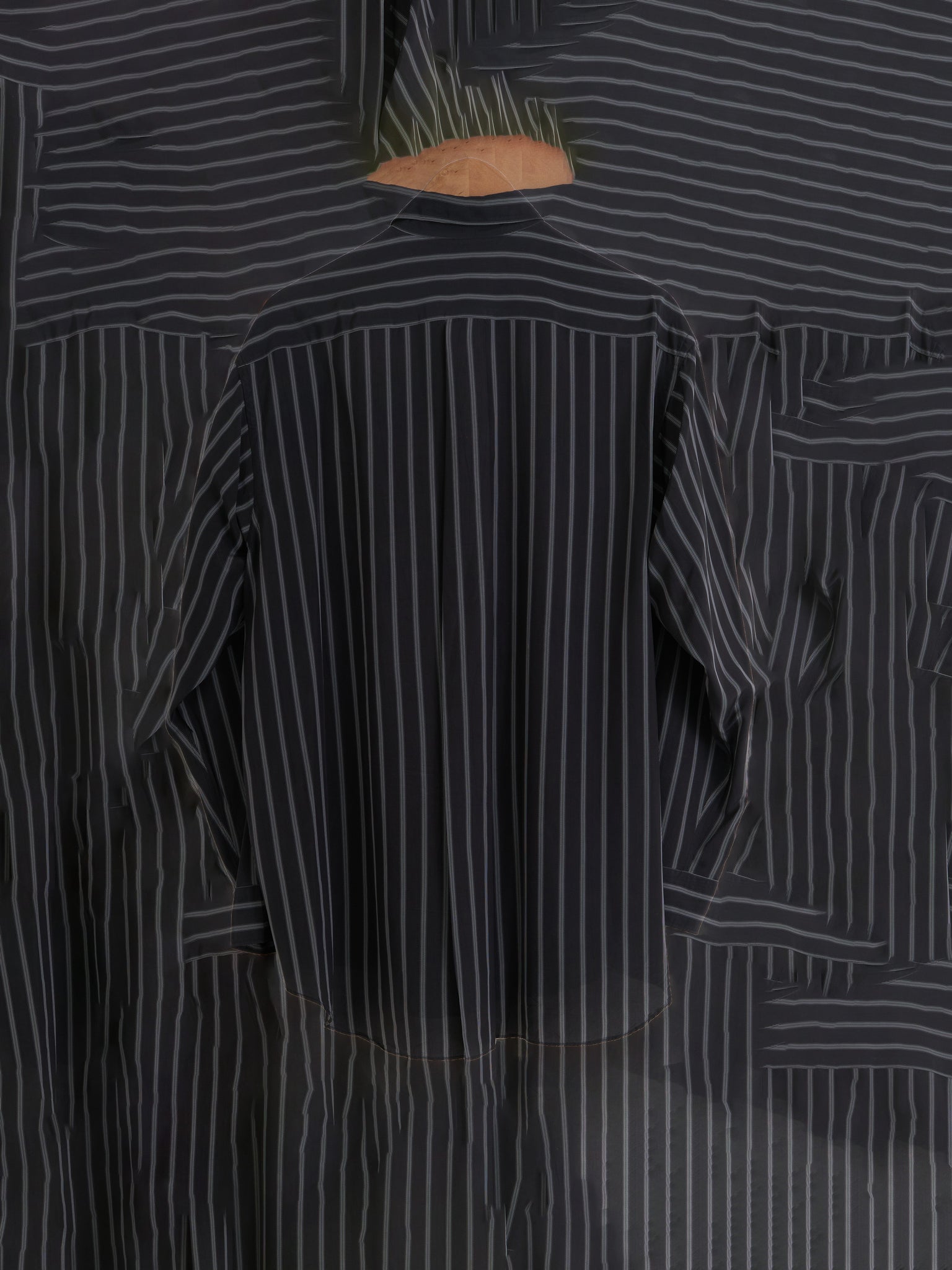 Comme des Garcons Homme 1980s black rayon striped long sleeve shirt - size M L