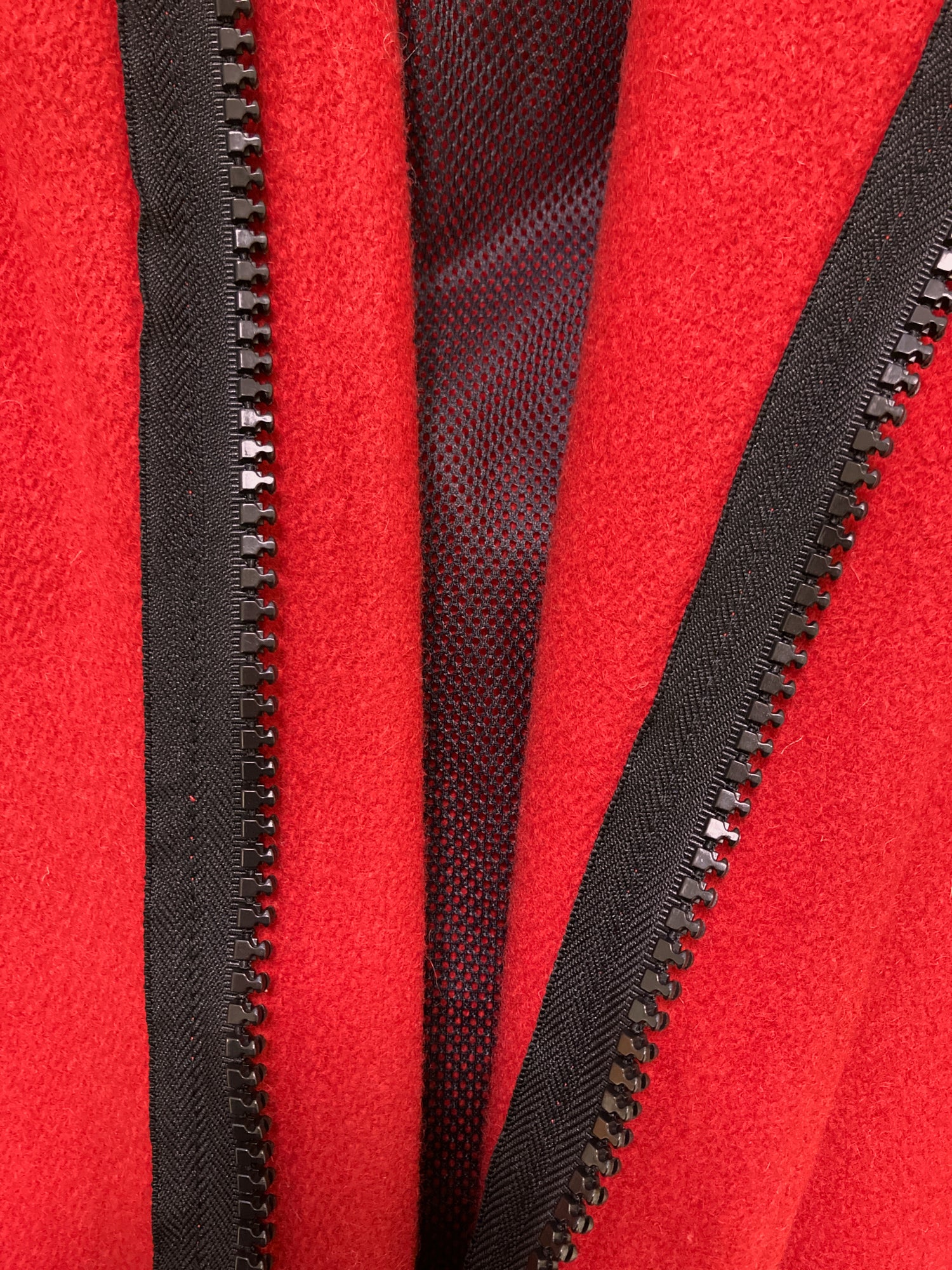 Generic Costume 1990s red wool melton high neck hooded zip coat - mens S XS