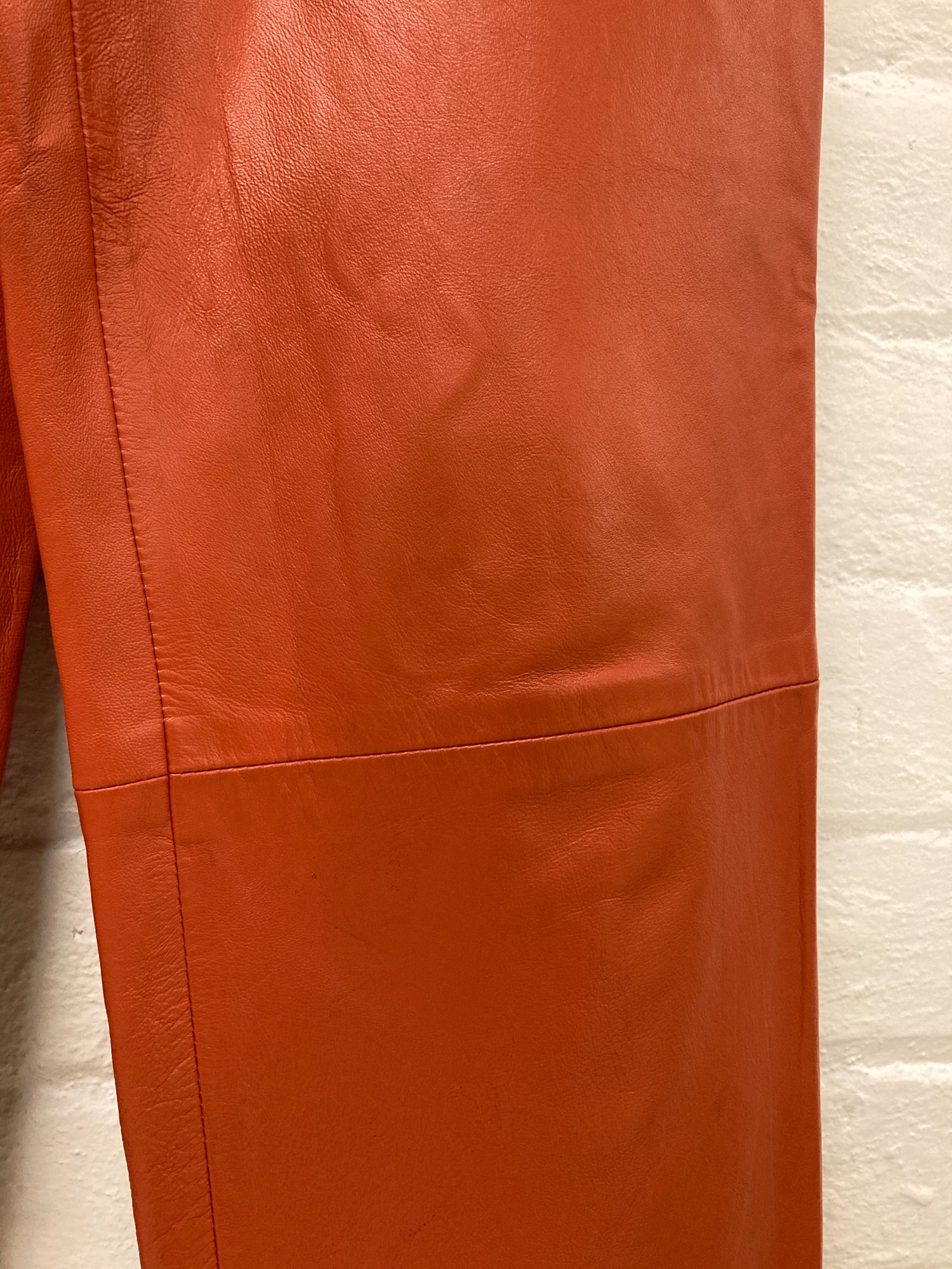 Mistake ? by Ozwald Boateng 1990s burnt orange cowhide leather suit - size 36 XS
