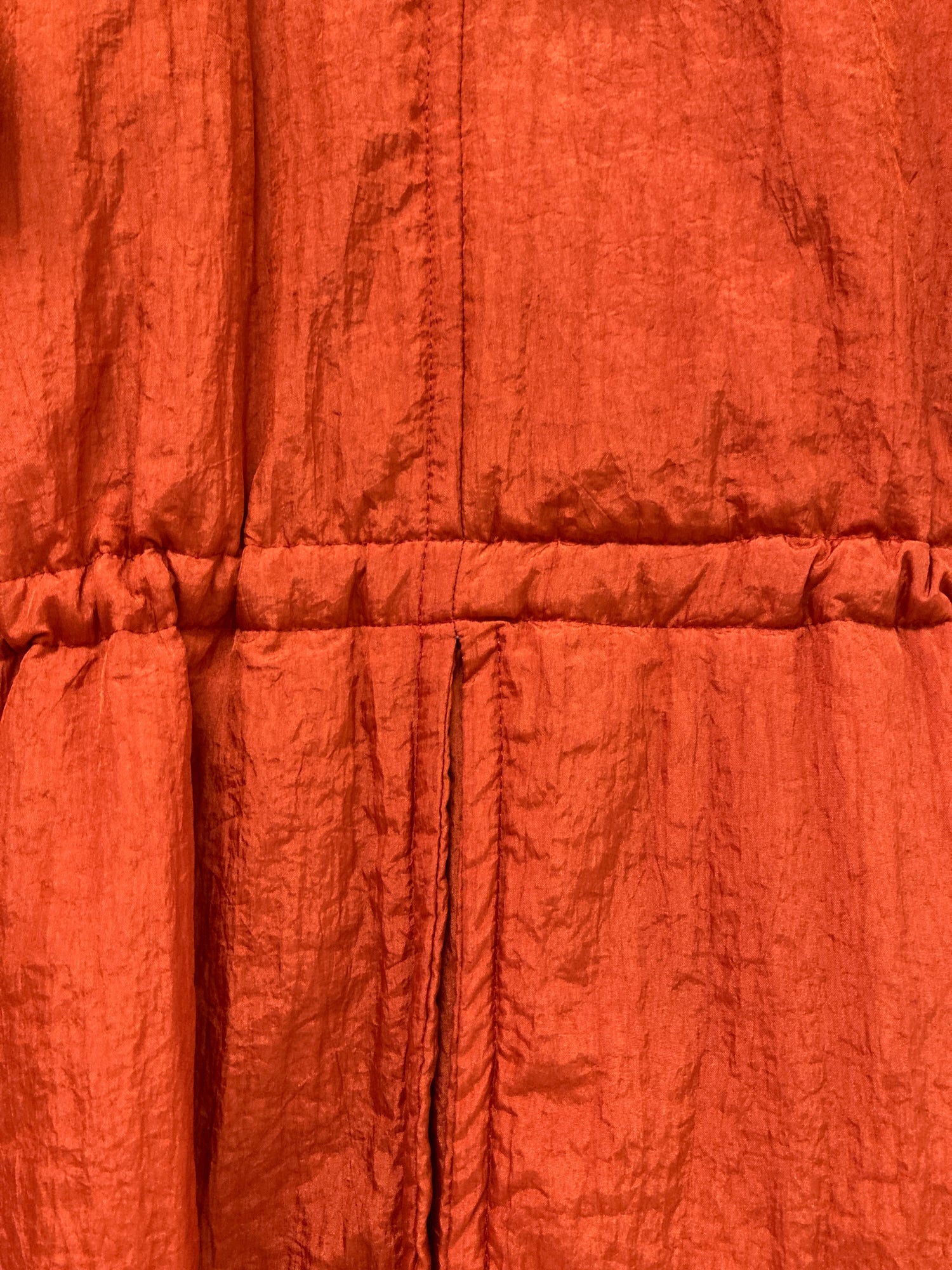 Windcoat Issey Miyake 1980s-90s burnt orange creased polyester hood coat - S M