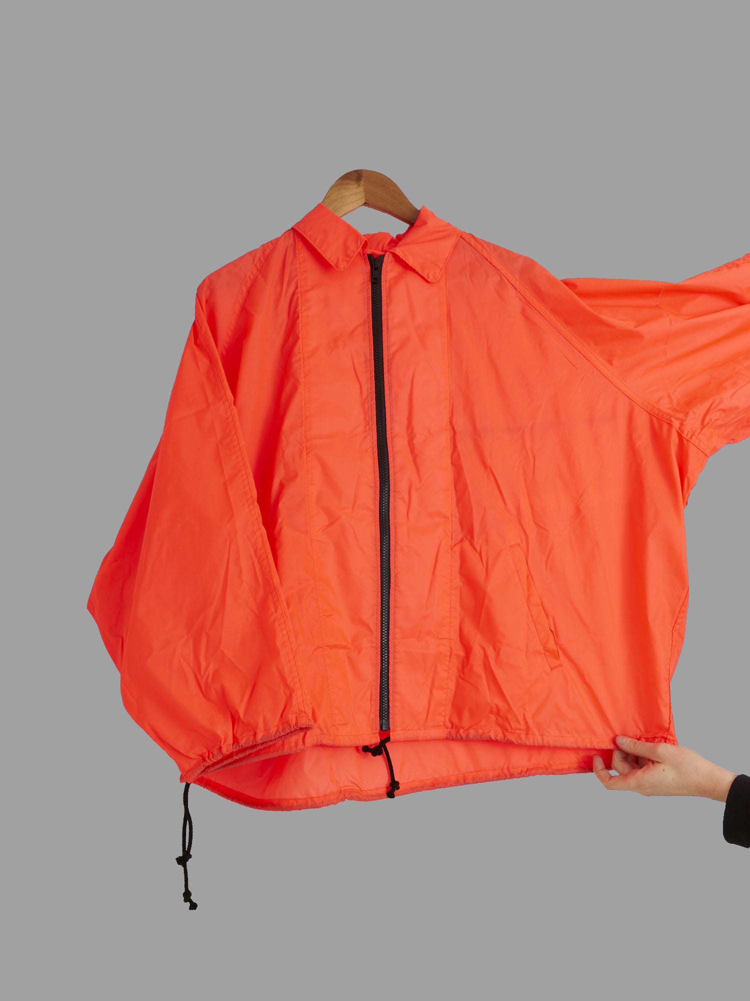 Yohji Yamamoto Workshop 1980s fluorescent orange extra wide hooded jacket -  L M