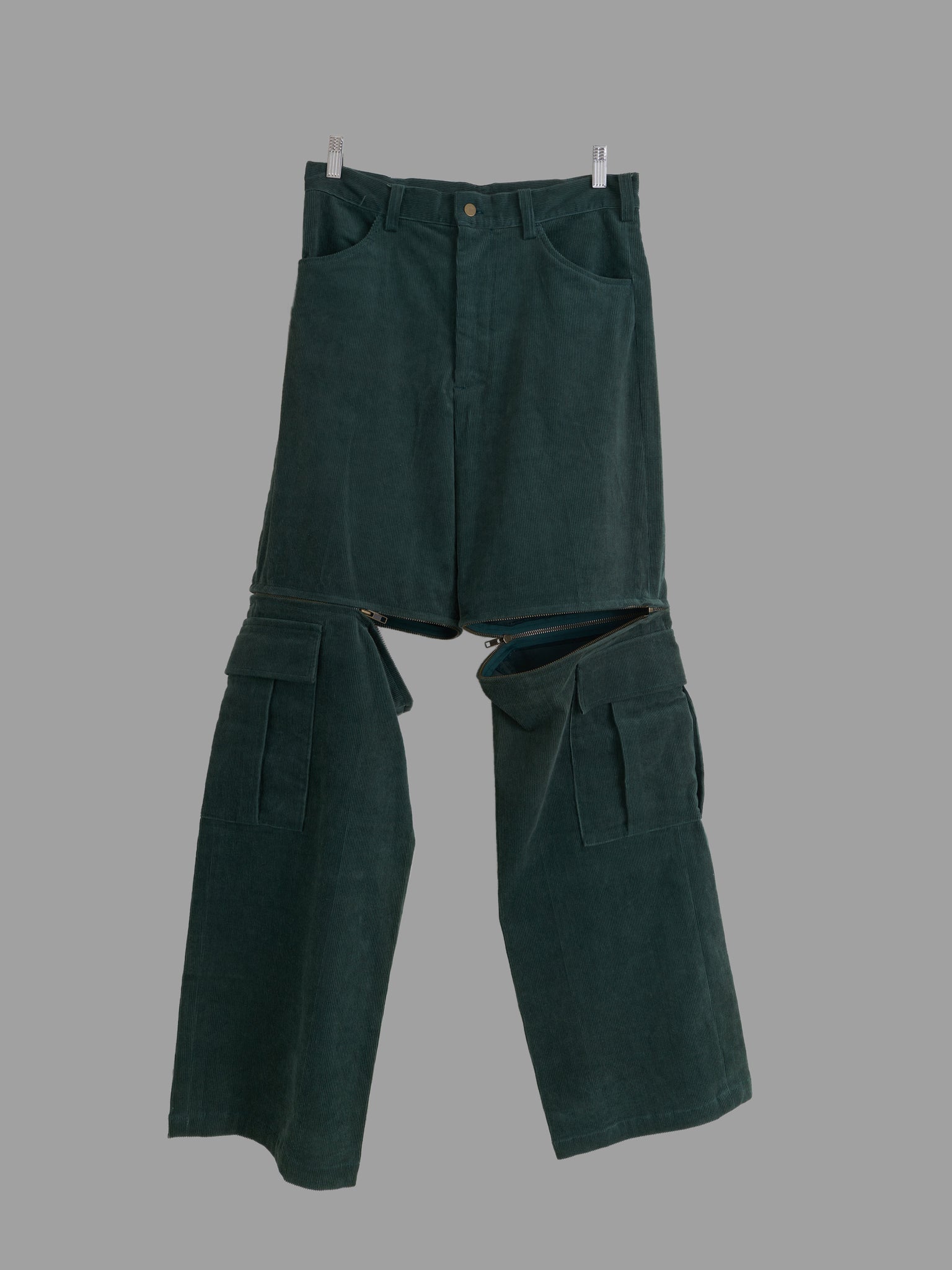 Keita Maruyama Homme 1990s dark green corduroy two way zip off trousers - size M