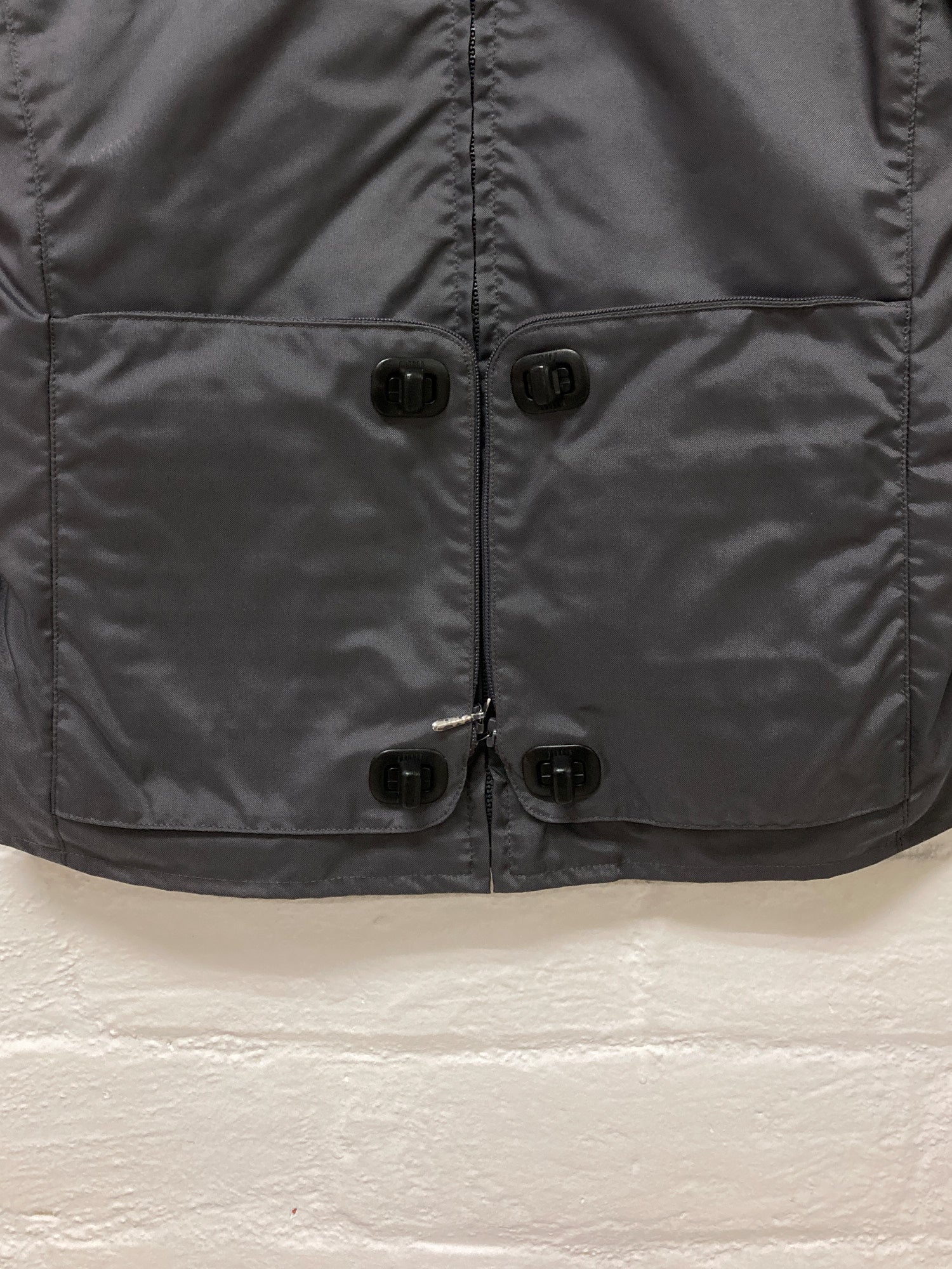 Miu Miu 1990s grey padded nylon multi-compartment zip pocket 