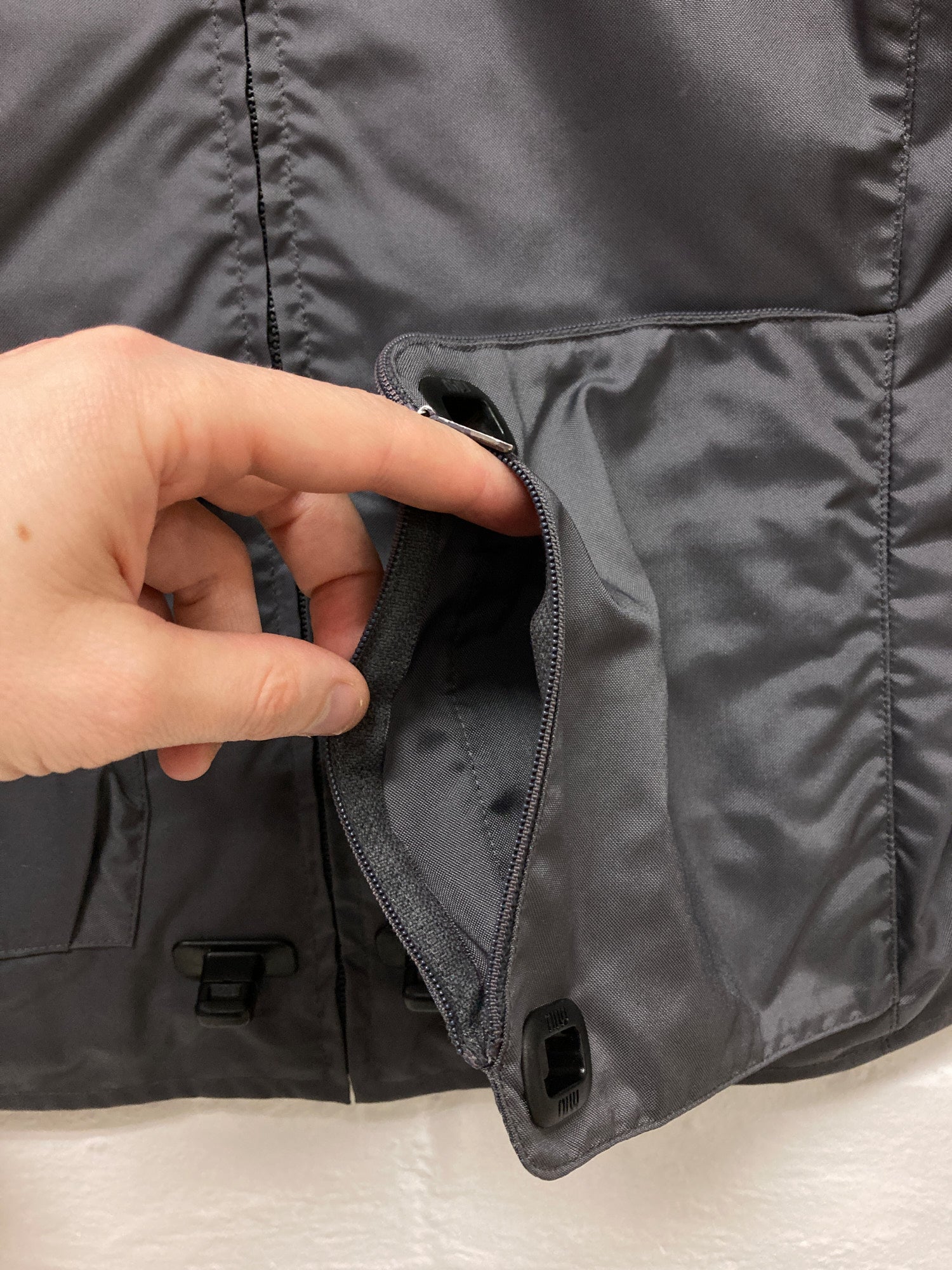 Miu Miu 1990s grey padded nylon multi-compartment zip pocket 