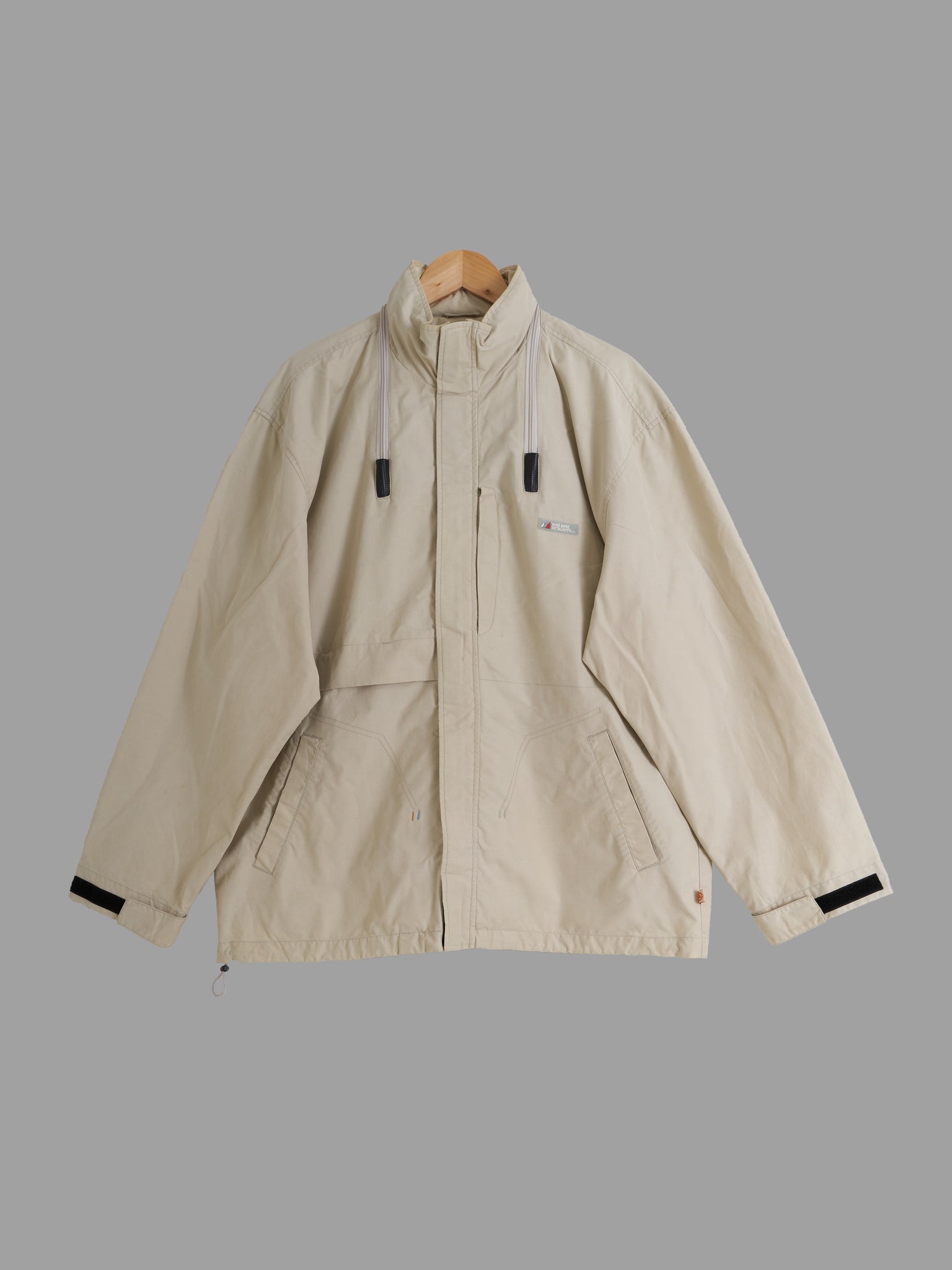 ECKO UNLTD 2000s beige CD pocket jacket with packable hood