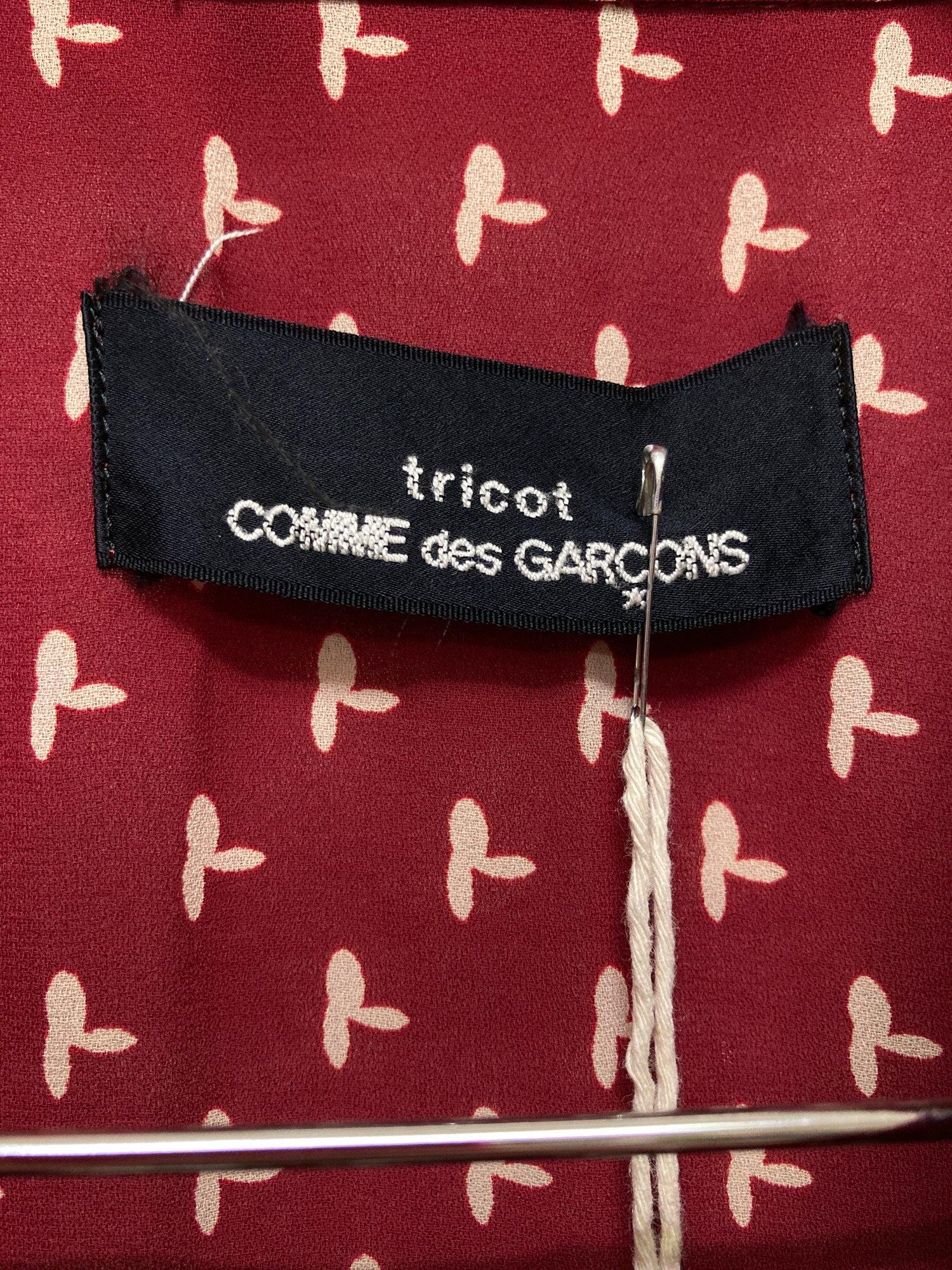 Tricot Comme des Garcons 1994 burgundy floral print batwing jacket skirt suit
