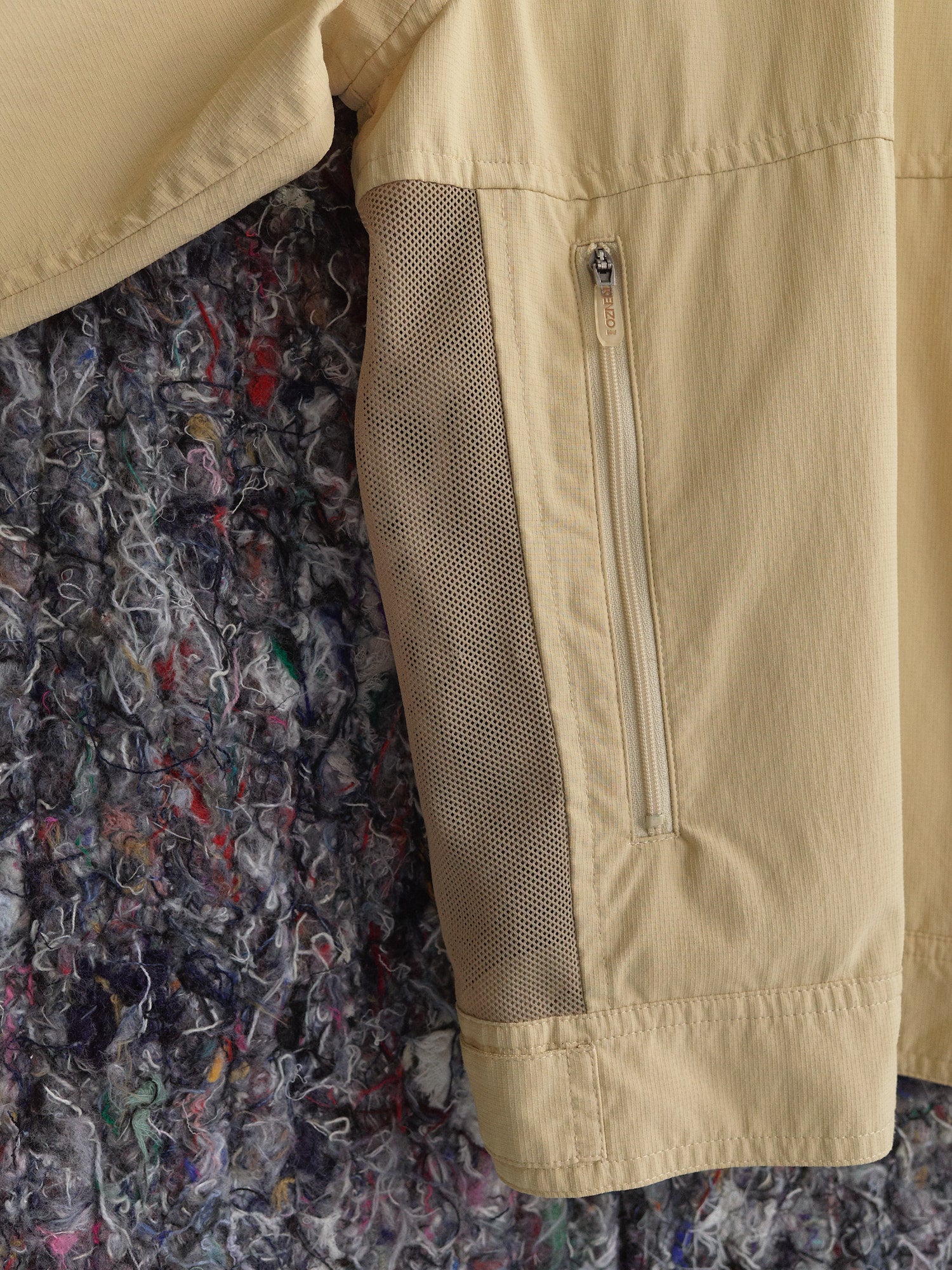 Kenzo Golf beige polyester high neck mesh panel windbreaker jacket - M L
