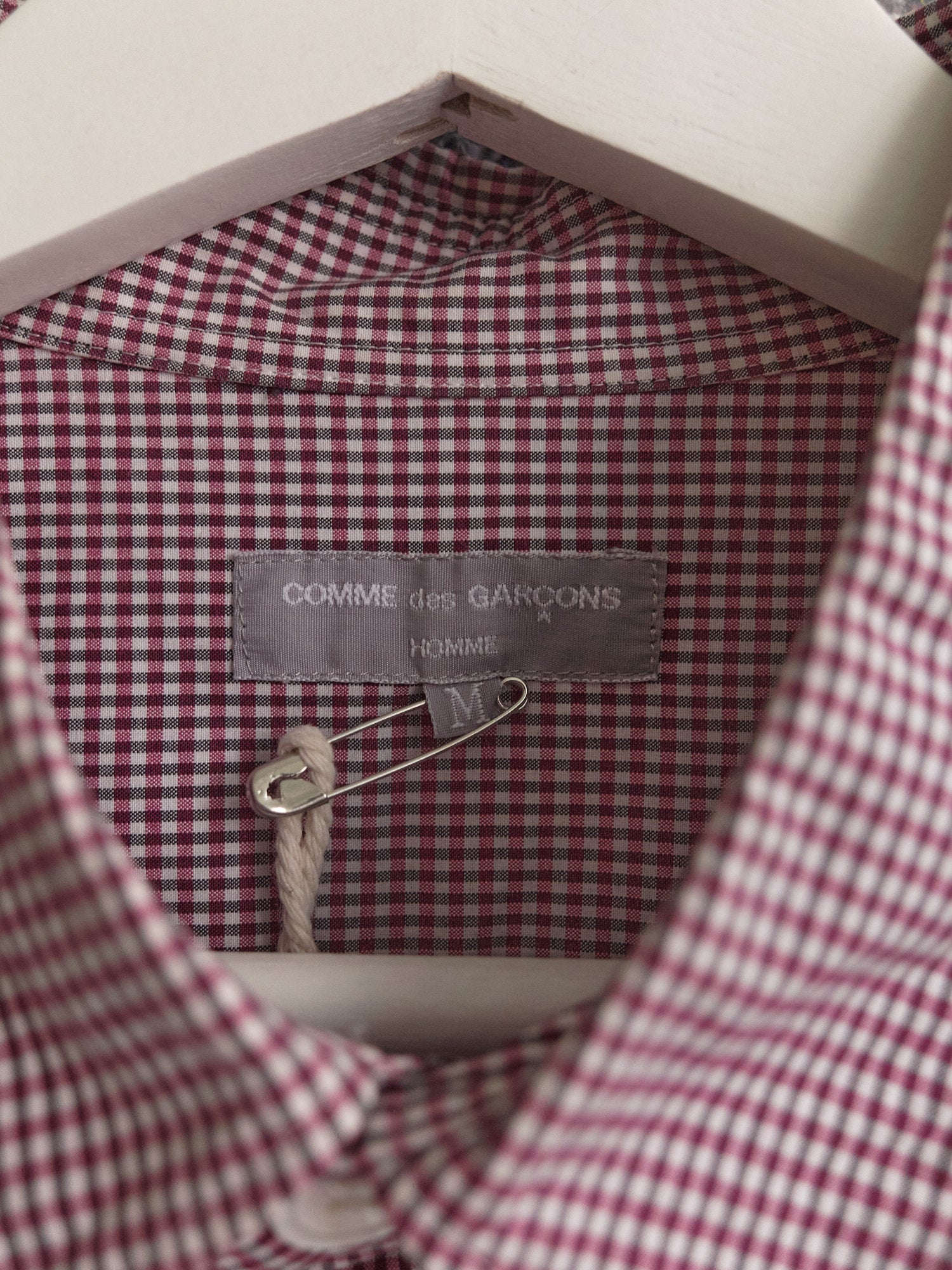 Comme des Garcons Homme 2003 purple white gingham taped seam shirt - size M