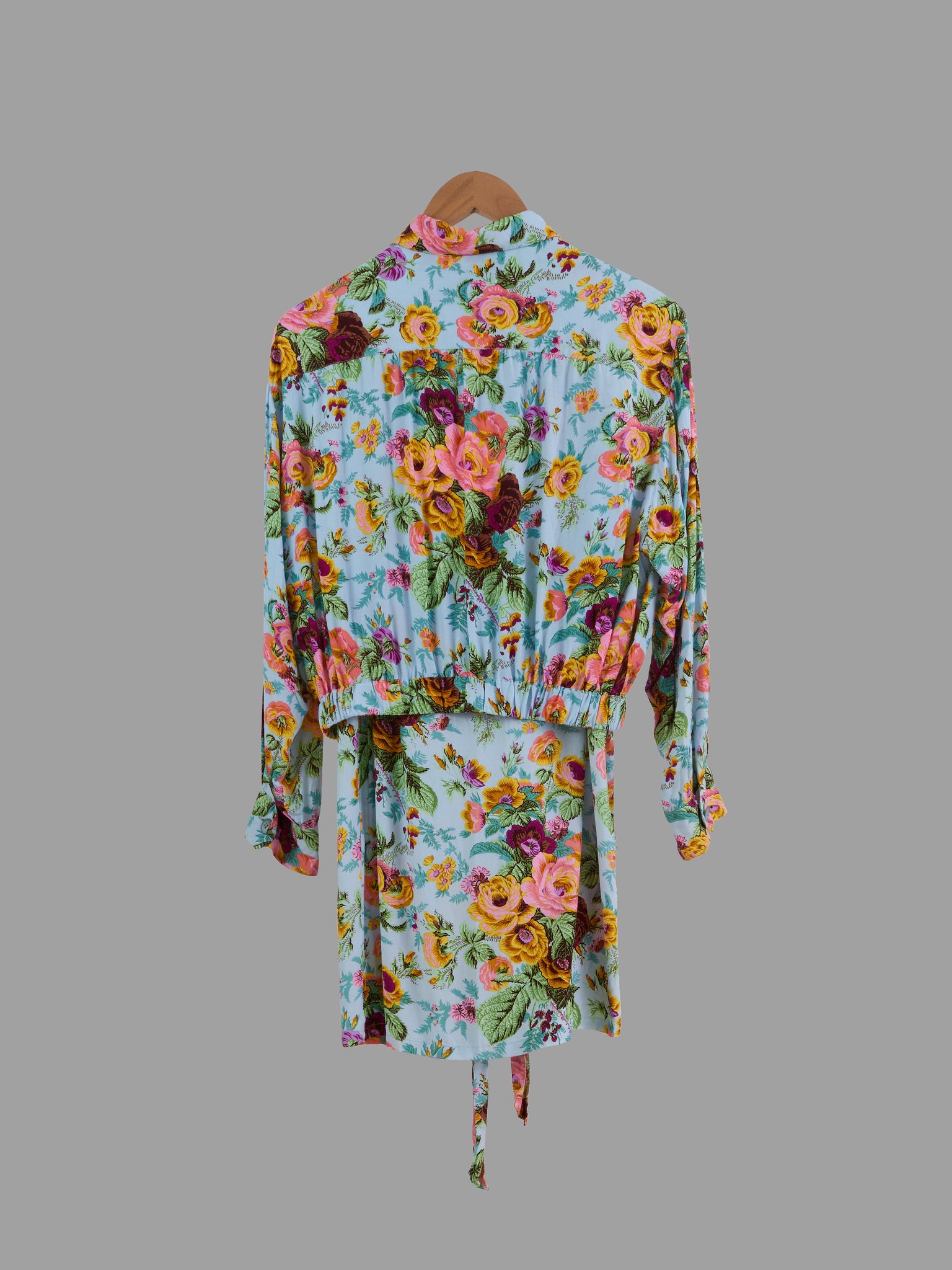 Kenzo multicolour floral rayon zip jacket and wrap skirt suit set - size M S