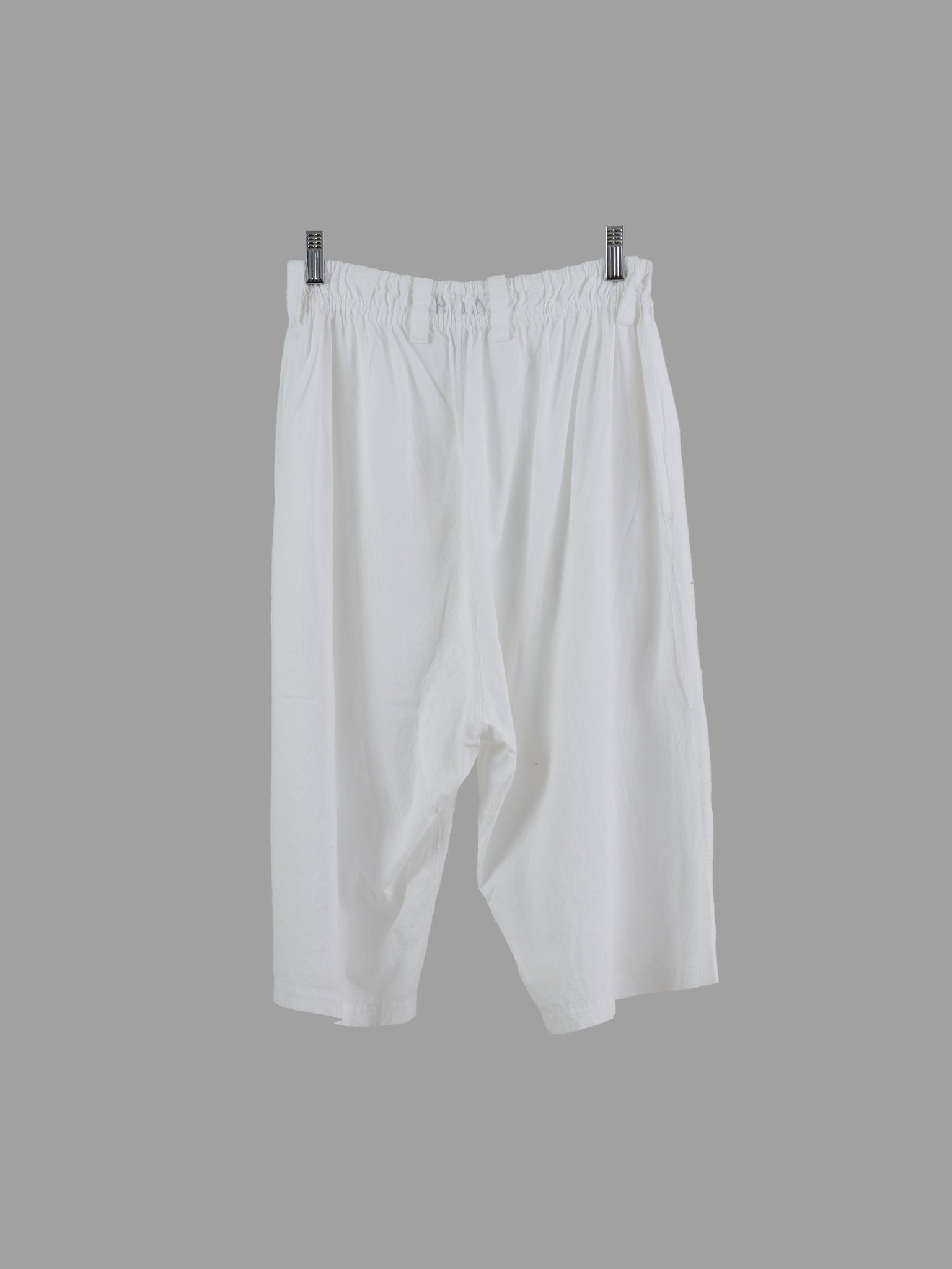 Issey Miyake Men white cotton sheer elastic waist drop crotch shorts - 1 S M
