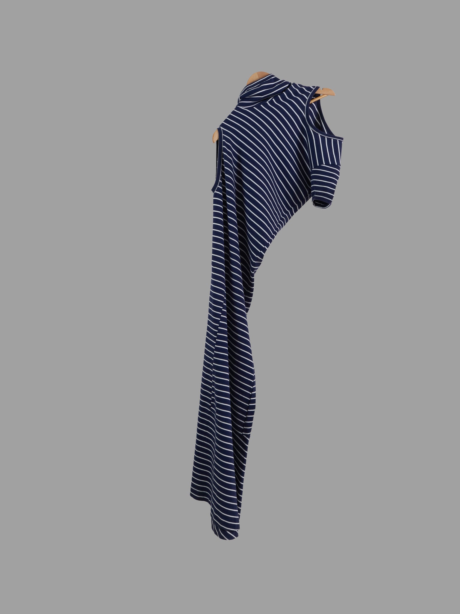 Comme des Garcons 2001 navy striped cotton jersey triple armhole maxi dress