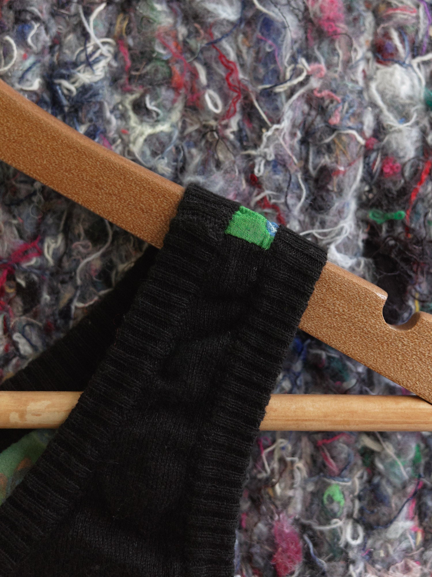Kostas Murkudis black knit singlet with green patterned silk back panel