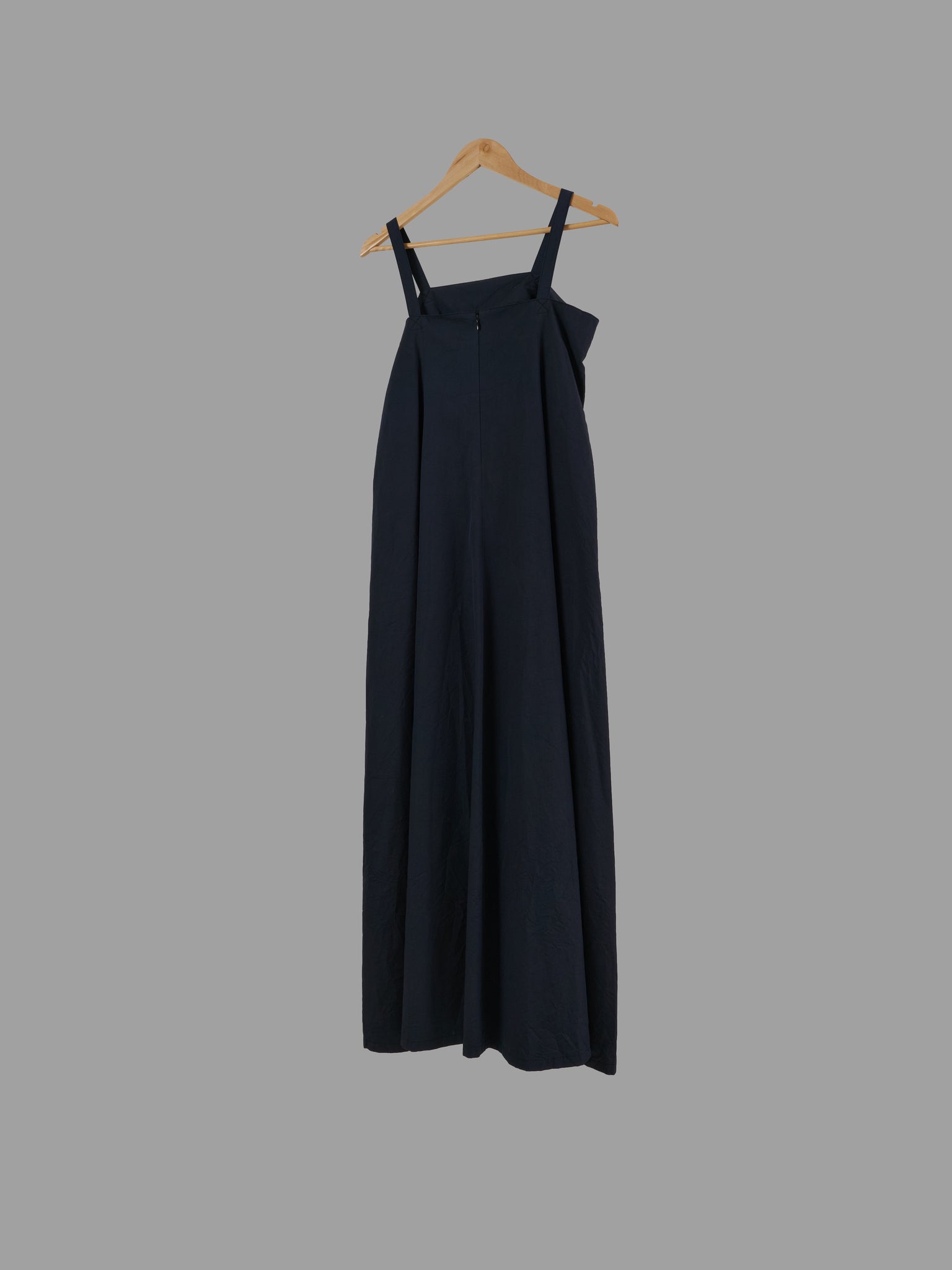 Y's Yohji Yamamoto dark grey cotton silk flared pinafore dress - JP 3 approx M