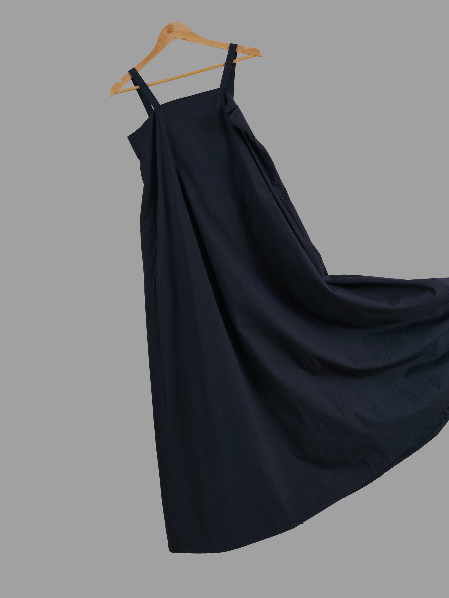 Y's Yohji Yamamoto dark grey cotton silk flared pinafore dress - JP 3 approx M