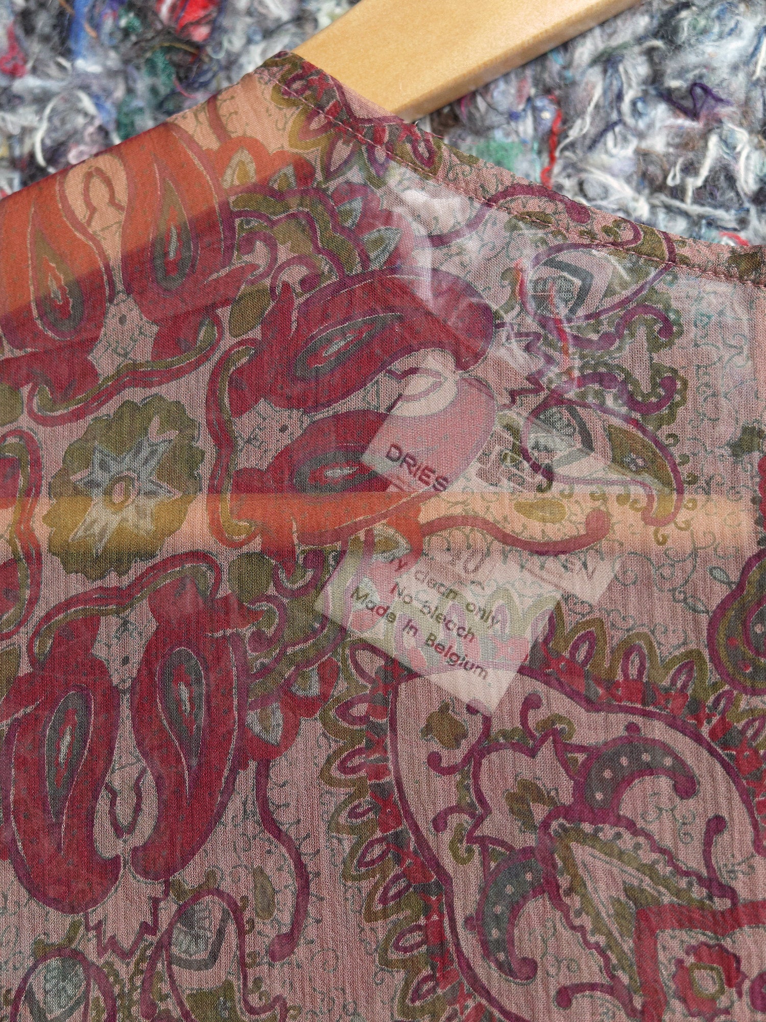 Dries Van Noten 1990s sheer paisley printed silk cap sleeve dress - size 40