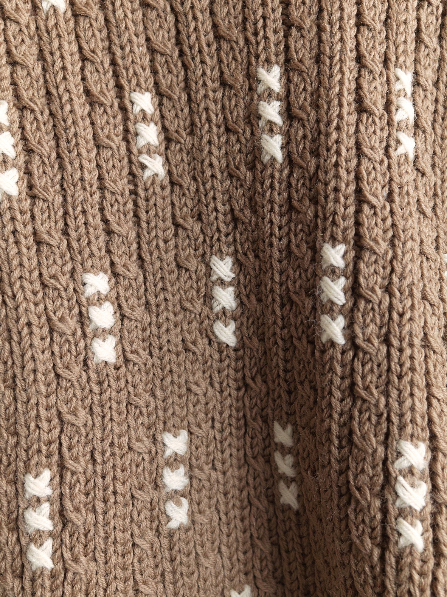 Hanae Mori Knit 1980s brown wool cross stitch motif shoulder pad jumper - size M