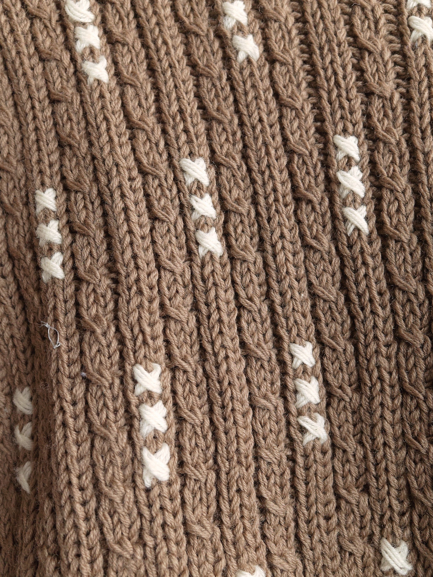 Hanae Mori Knit 1980s brown wool cross stitch motif shoulder pad jumper - size M