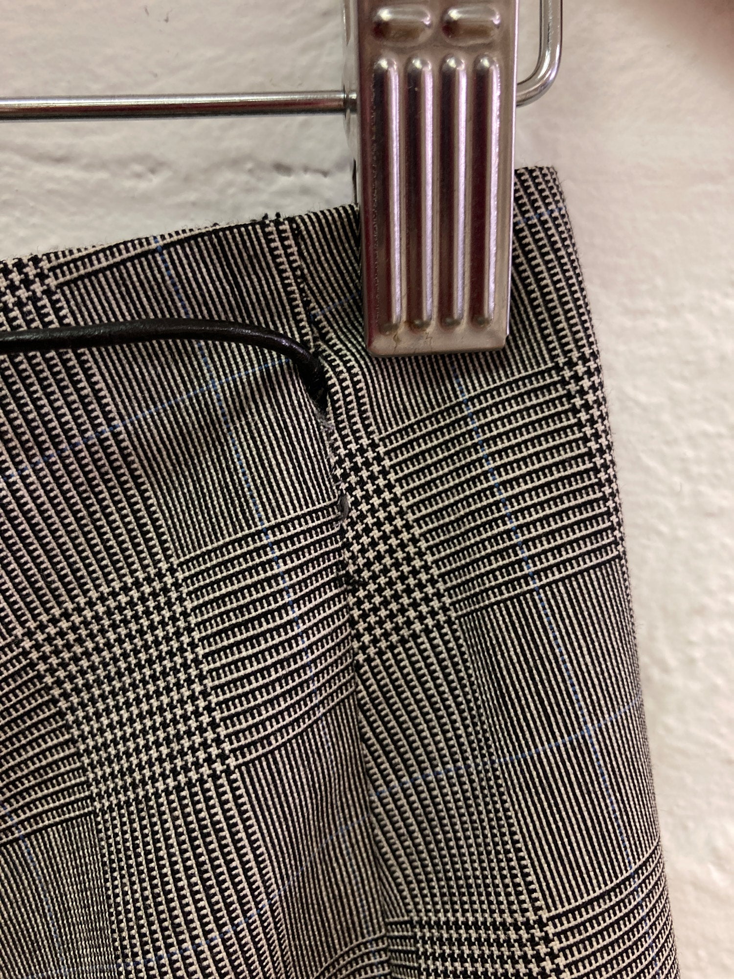 Sonja Nuttall 1990s grey wool glen plaid waist tie front pleat skirt - size 10
