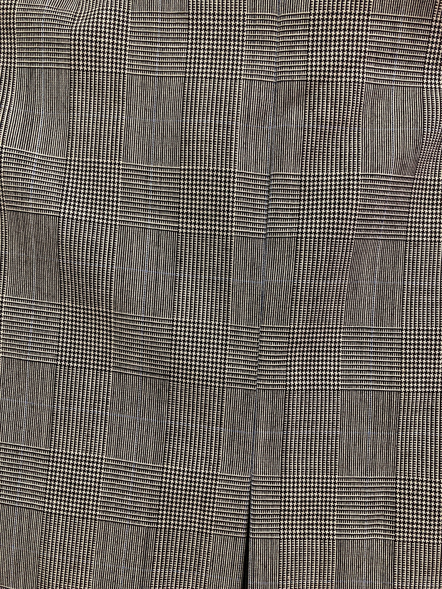 Sonja Nuttall 1990s grey wool glen plaid waist tie front pleat skirt - size 10