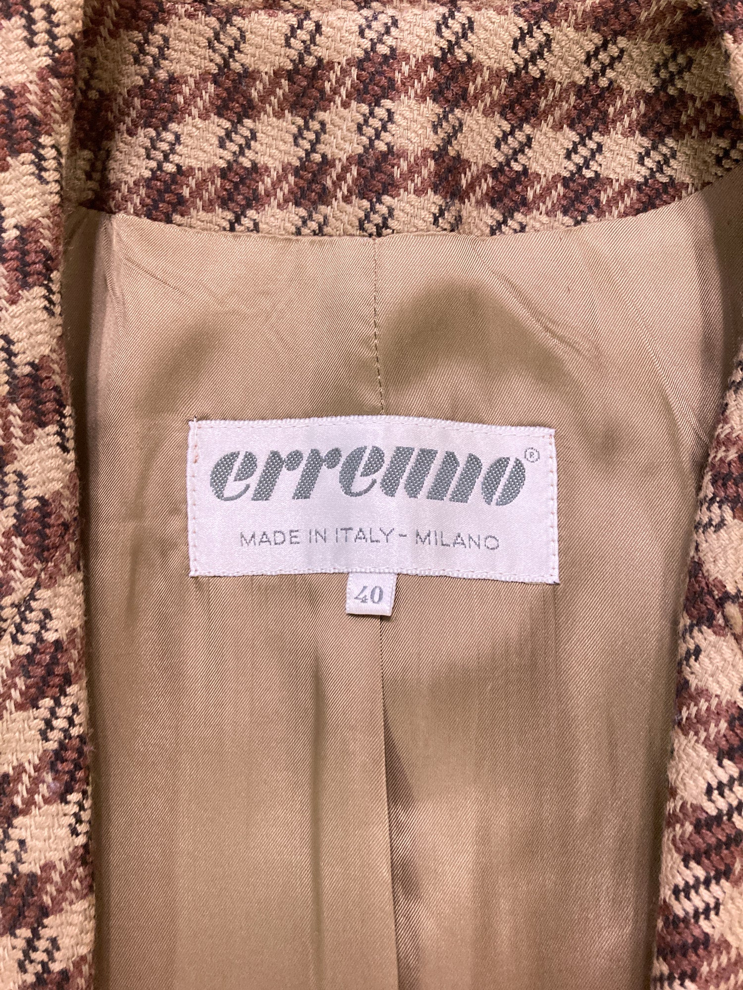 Erreuno (Giorgio Armani) 1980s brown wool check one button blazer - size 40