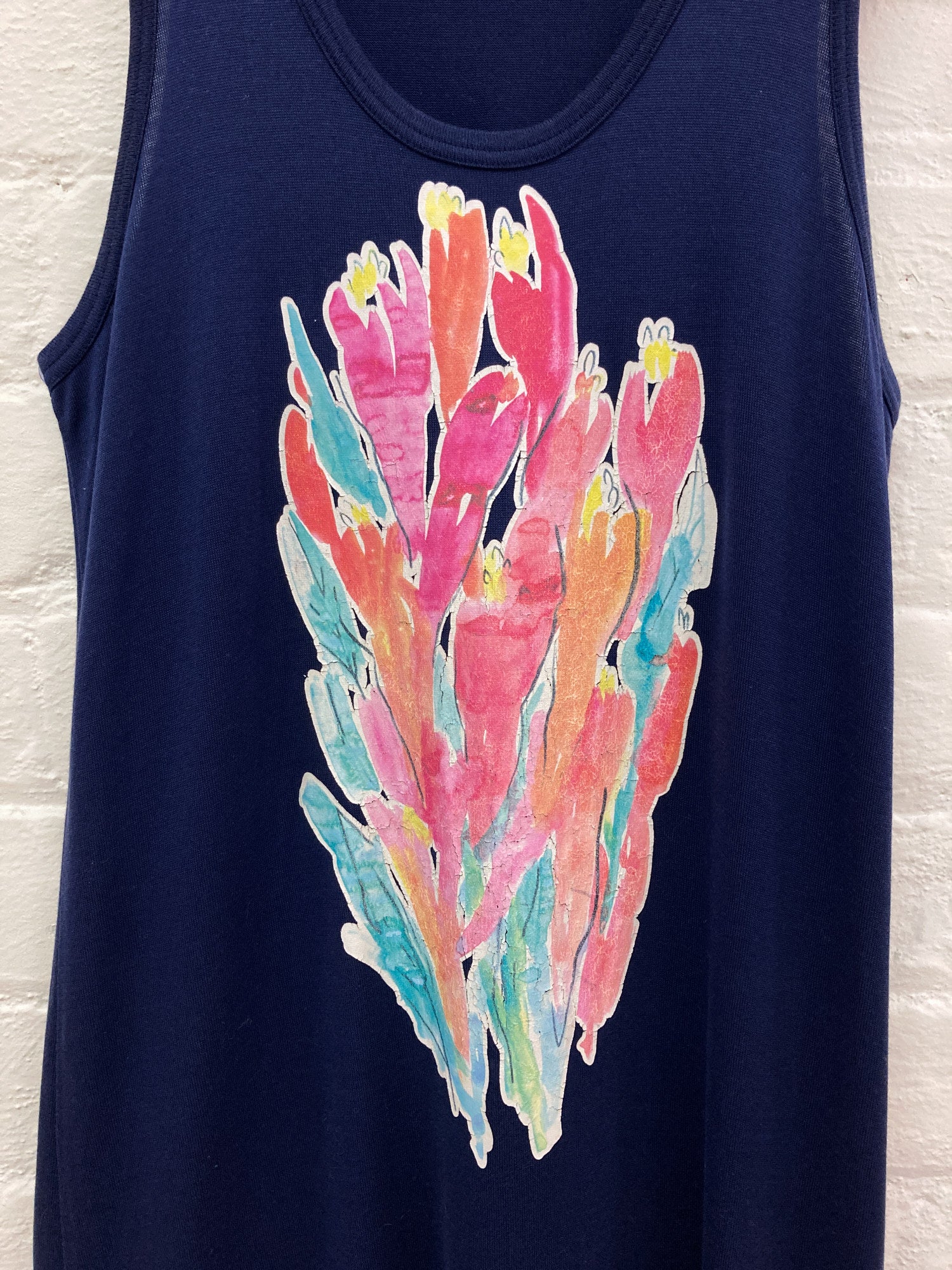Comme des Garcons SS1996 blue cotton flower print sleeveless dress - S