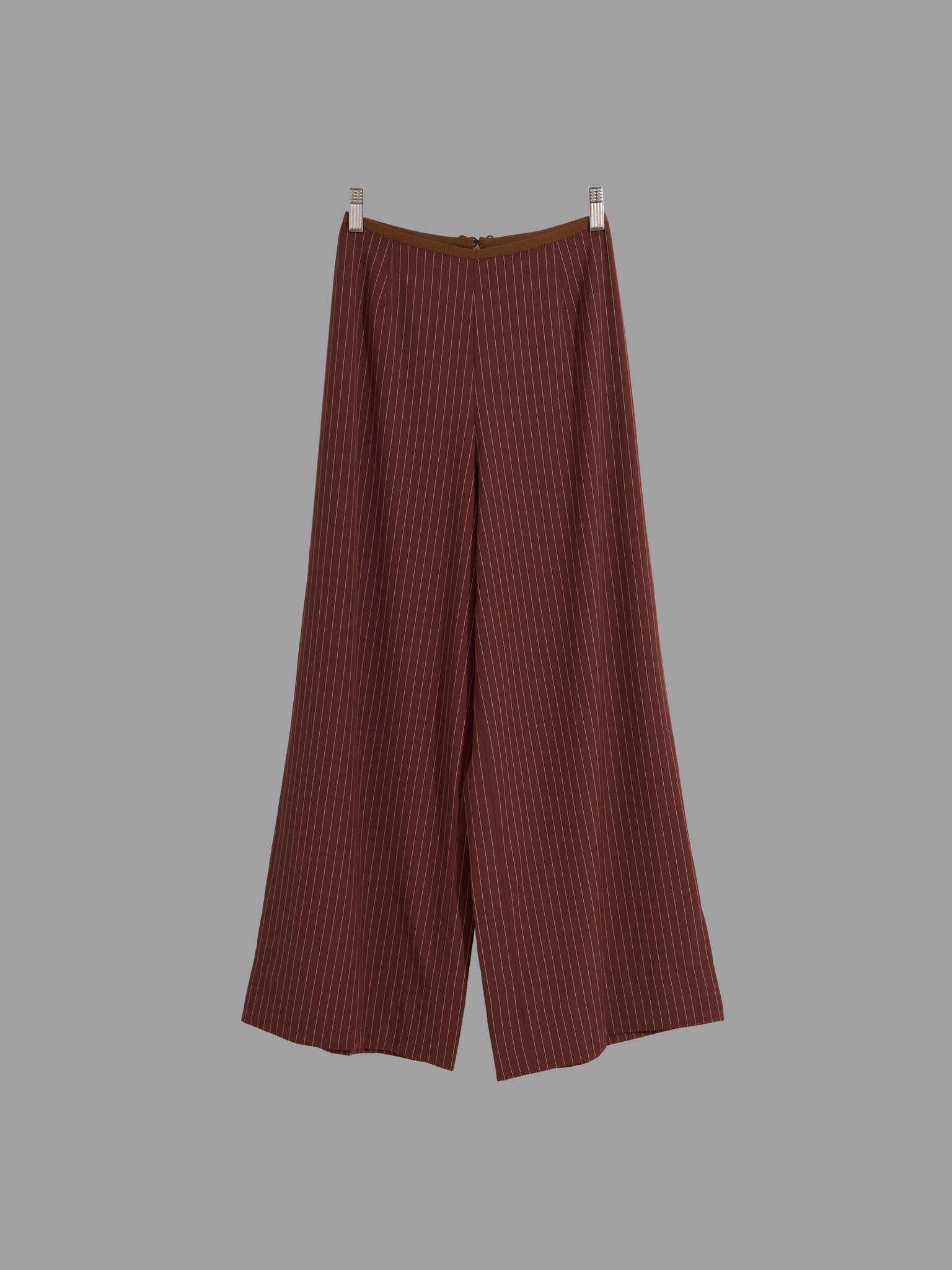 Jean Paul Gaultier Classique 1990s brown wool stripe wide leg trousers - approx S XS