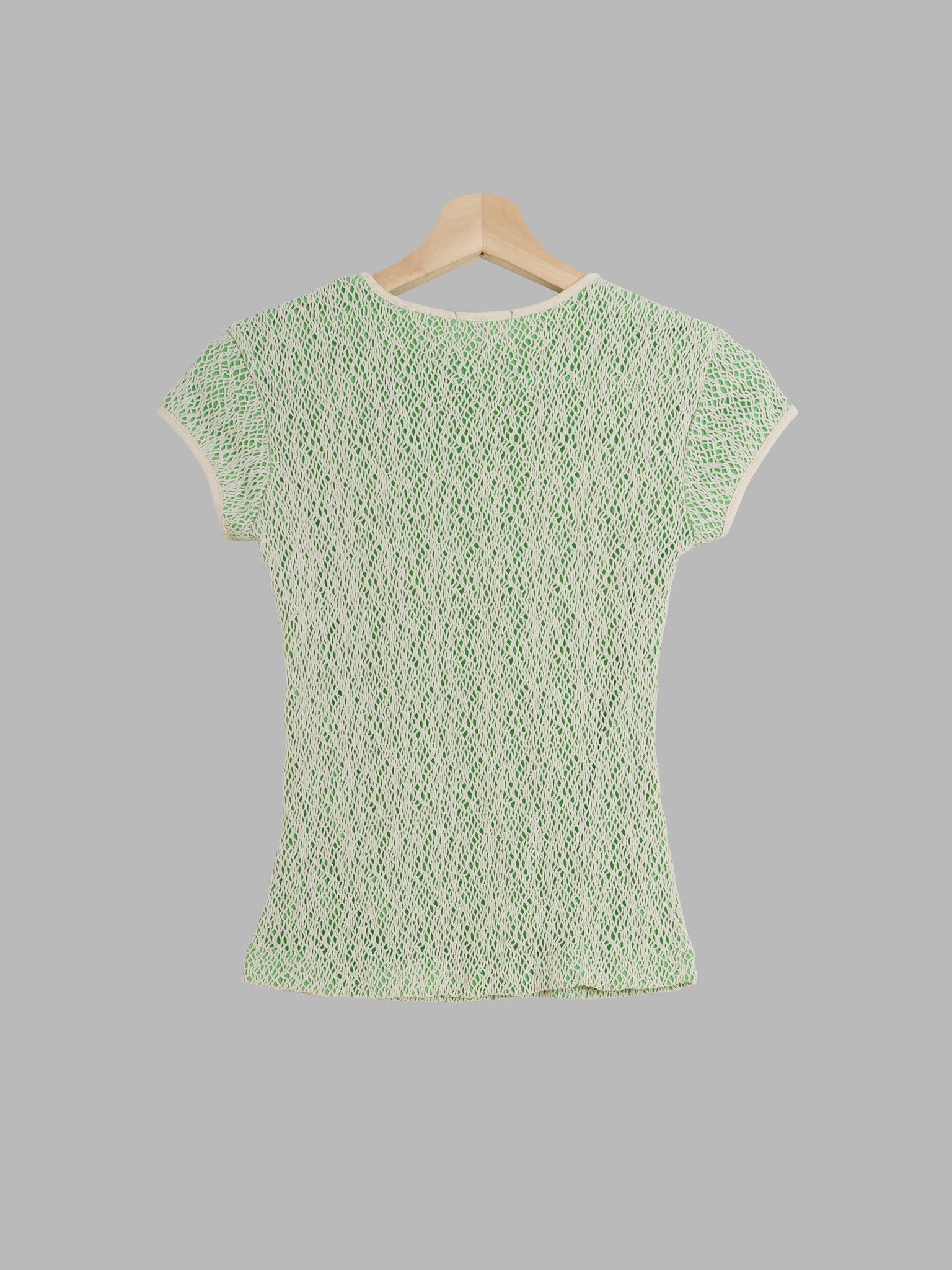 Yoichi Nagasawa beige and green layered netting tshirt - womens XS S