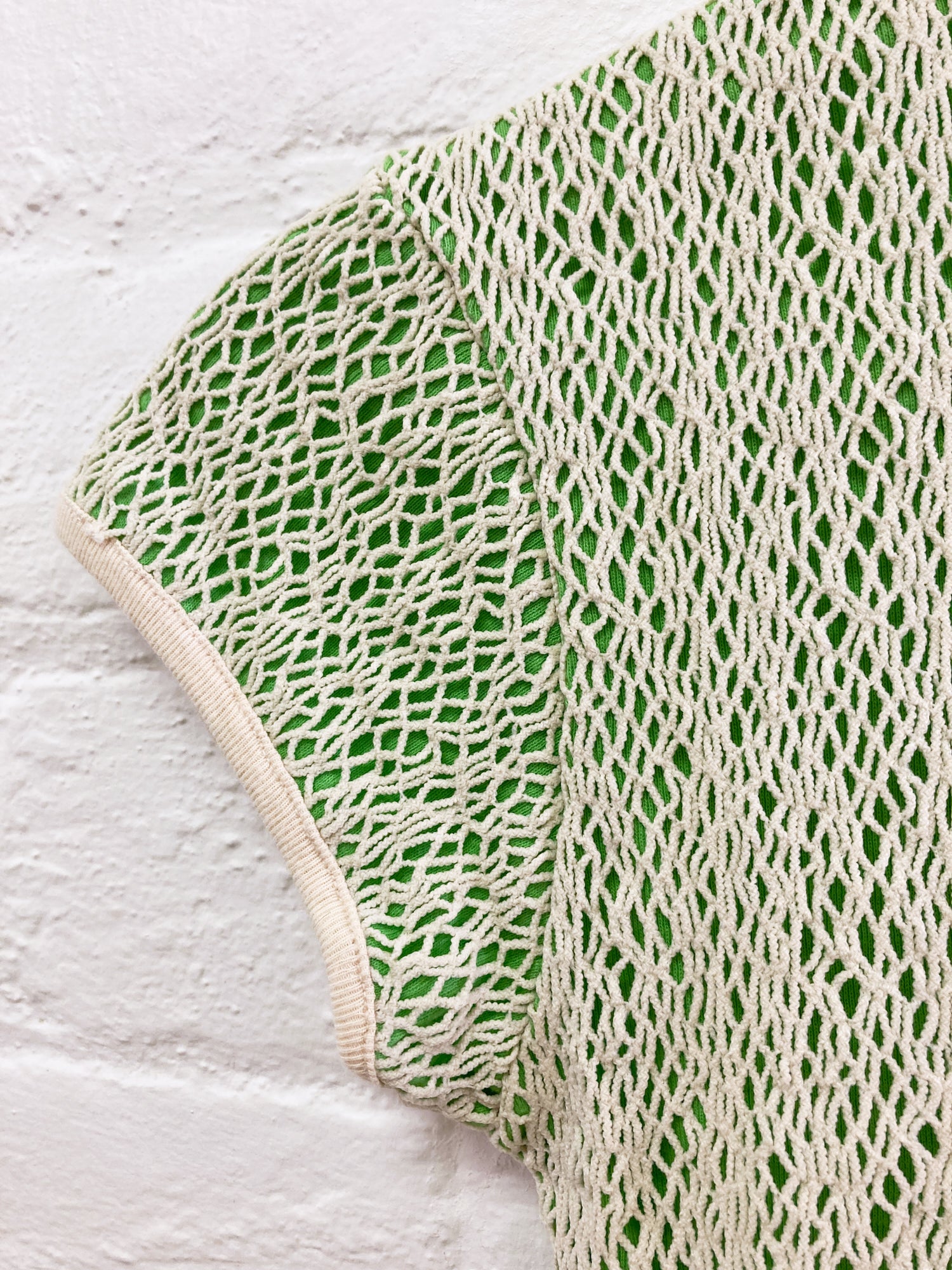 Yoichi Nagasawa beige and green layered netting tshirt - womens XS S