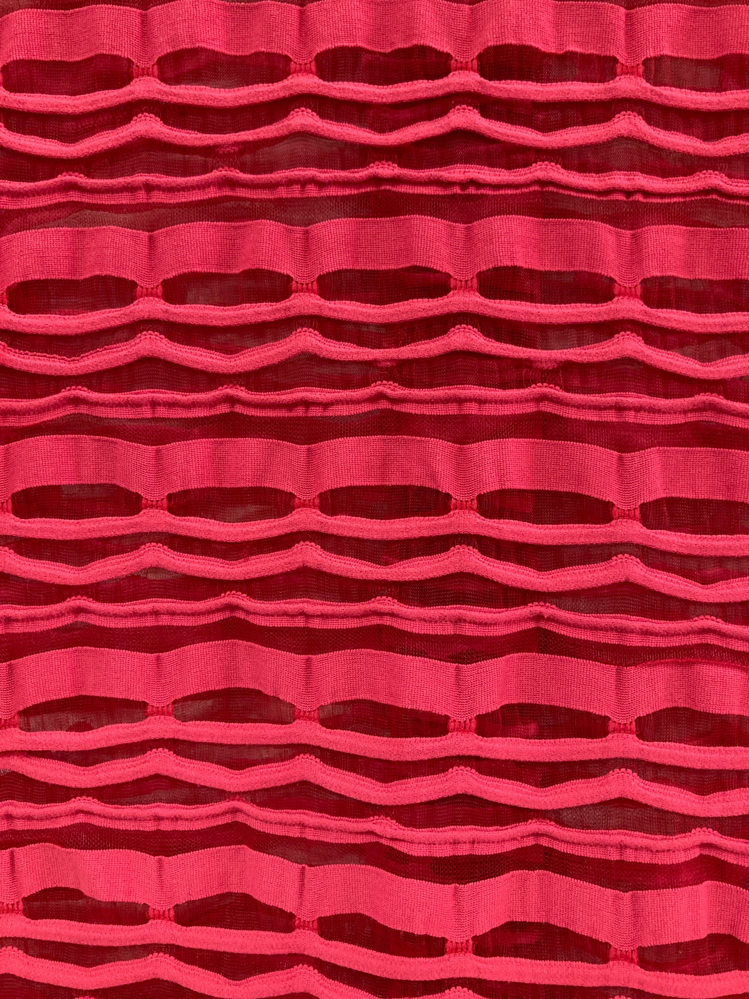 Ritsuko Shirahama pinkish red mesh lined nylon knit cutout shirt - size 1 S