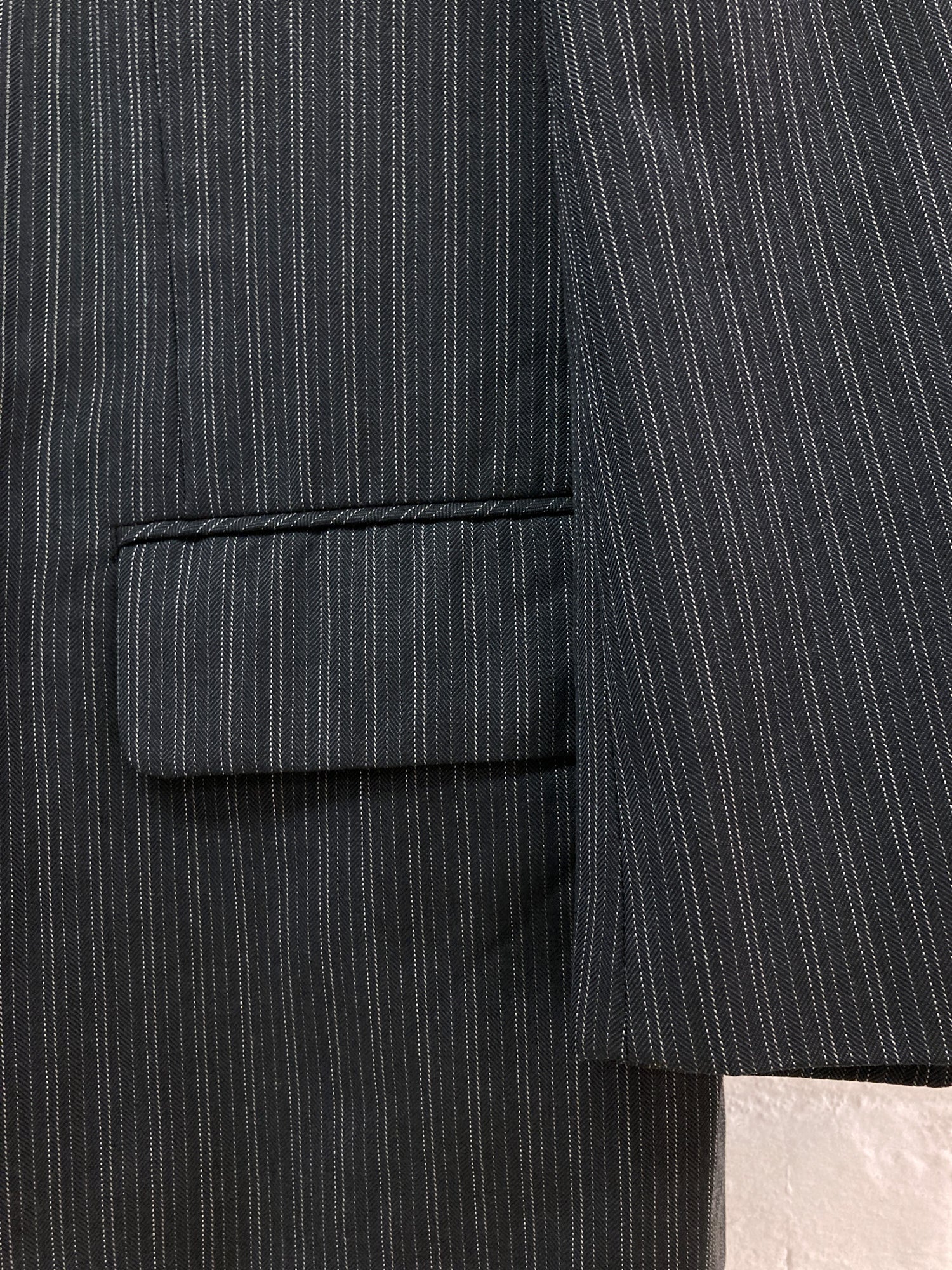 Comme des Garcons Homme 1980s dark grey wool stripe 2 button blazer - S M